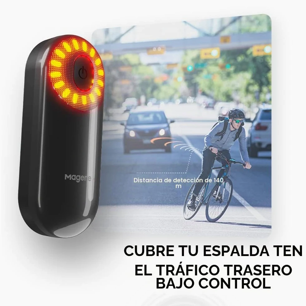Magene L508 Luz trasera de radar de bicicleta, 5 modos de luz, luz trasera de bicicleta recargable tipo C para ciclismo MTB, bicicleta, batería de larga duración