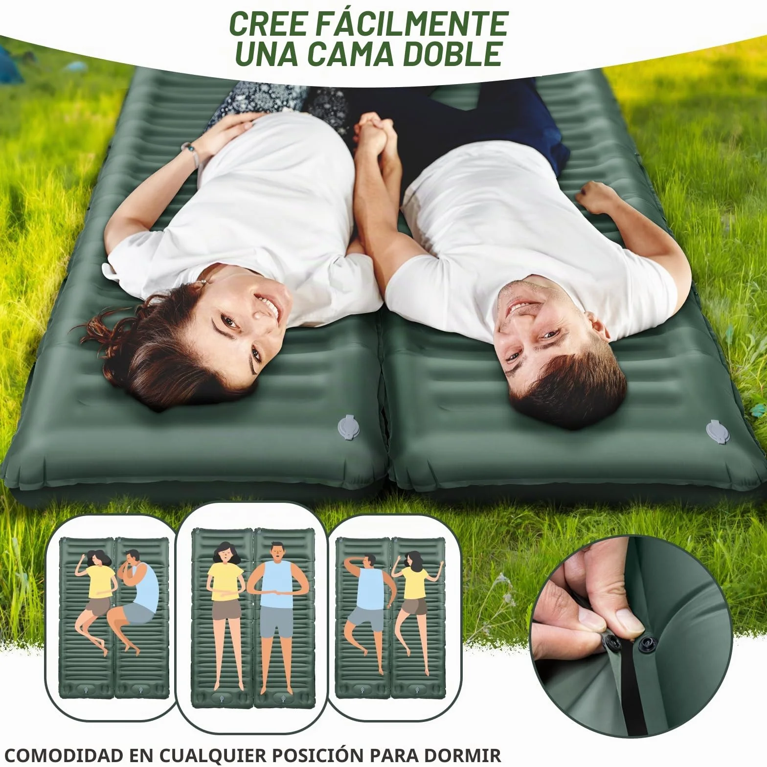 Esterilla Camping, Colchones Camping Autohinchable, Ultraligera, Colchón de Aire Hinchable para Camping, Portátil y Plegable, Almohadilla para Dormir de Acampada para Exteriores, Senderismo