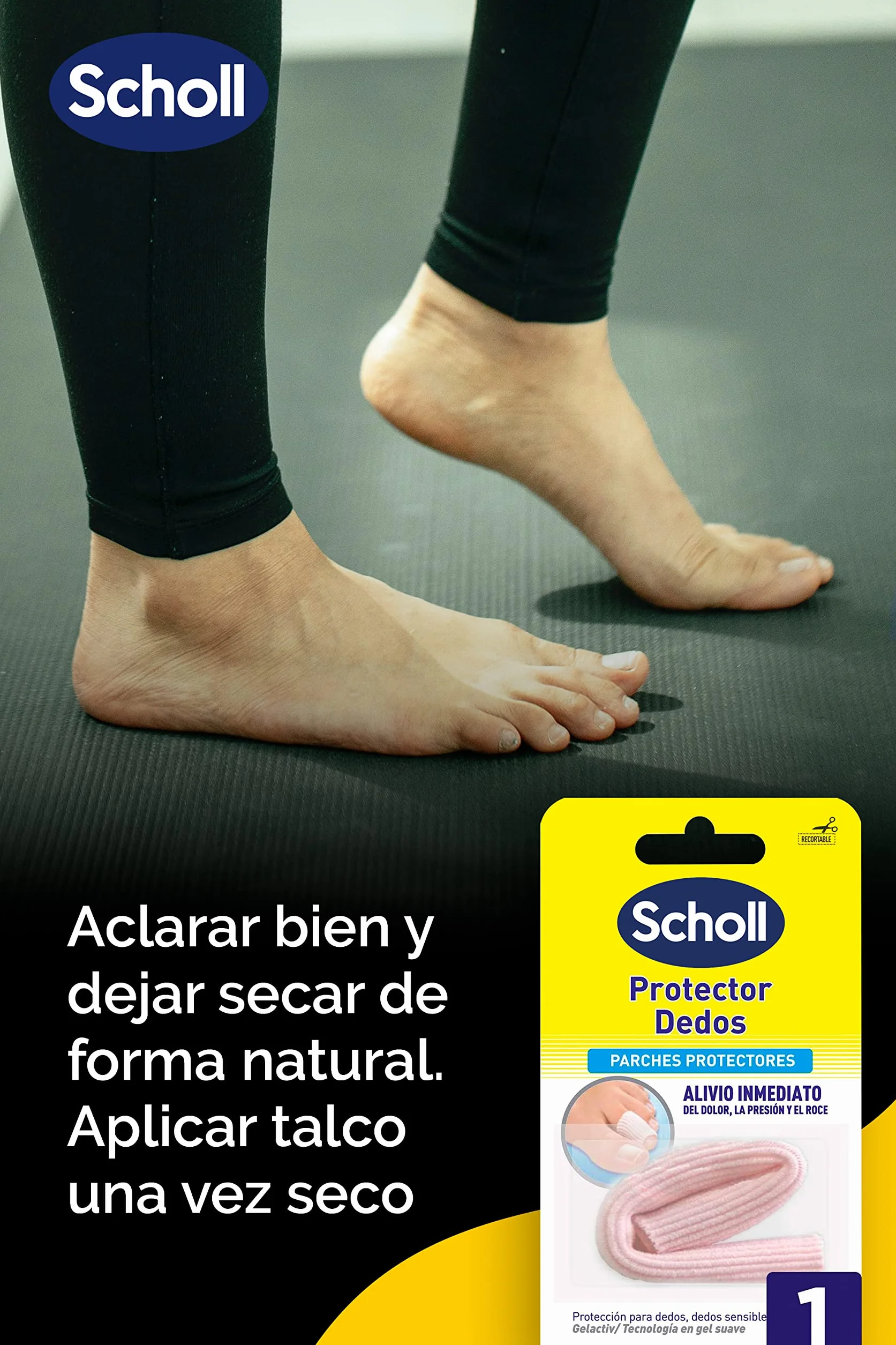 Scholl Tubo Protector para Dedos, Uñas y Callos, Alivio del Dolor, Negro