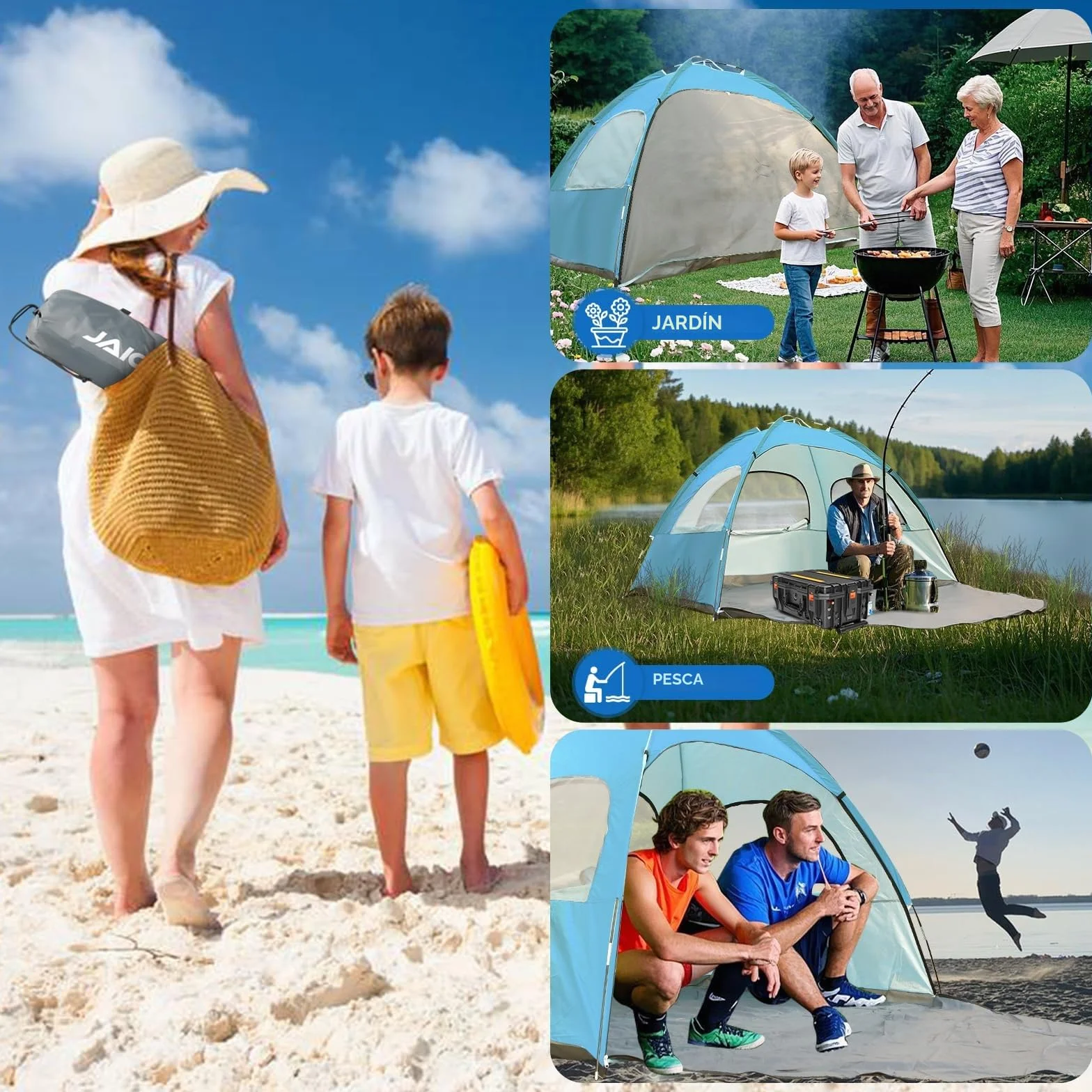 JAICOM Tienda de campaña playa 2-3 personas UPF 50+ UV ligera montaje rápido