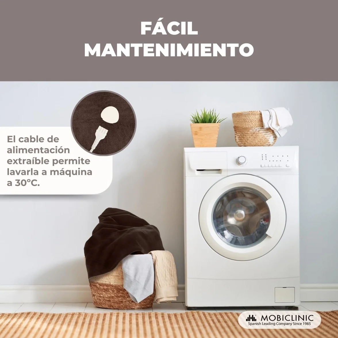 Mobiclinic Manta eléctrica 160x120 cm 100W Temperatura regulable Apagado automático Lavable 3 ajustes de calor