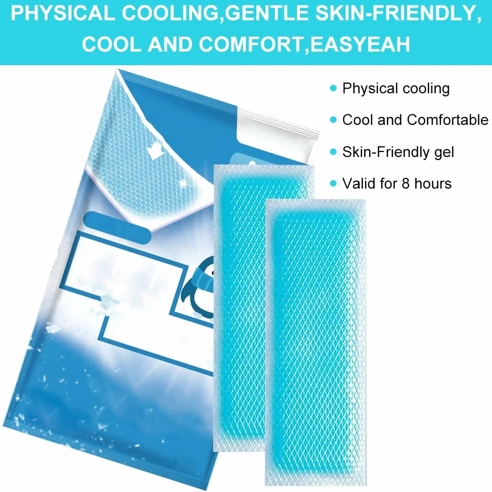 Parches Refrescantes para la Fiebre para Niños, Tiras para la Frente, Almohadillas de Gel Refrescante