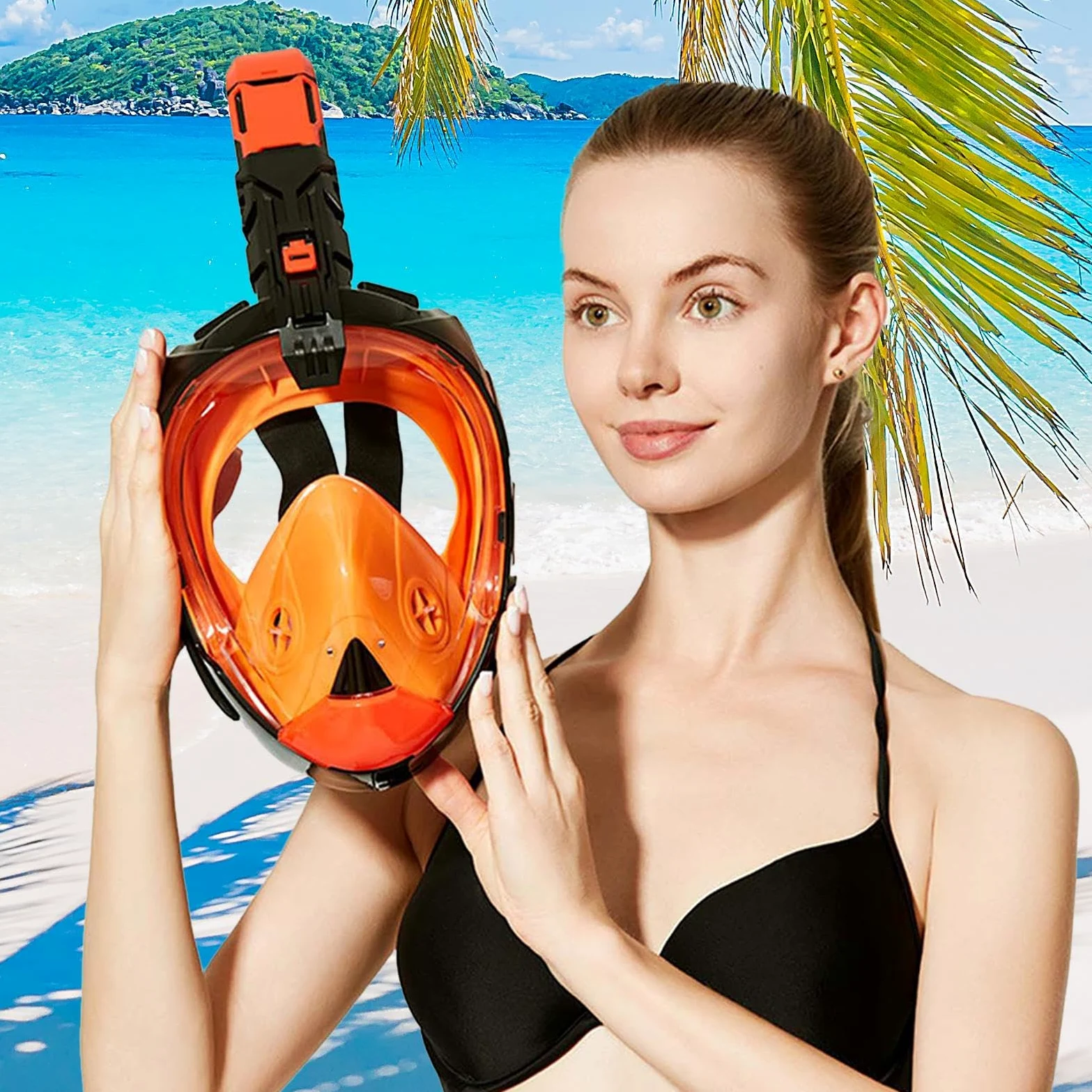 Máscara de esnórquel de cara completa | Máscara de snorkel con vista panorámica para mujeres, nadadores, principiantes, viajeros, exploradores