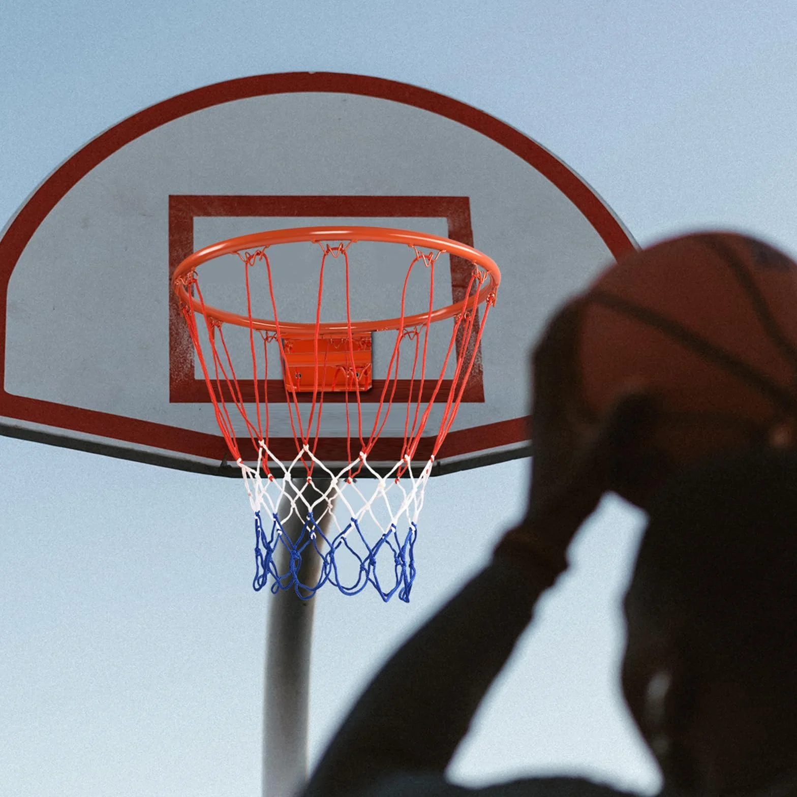 COSTWAY Ø 45 cm Canasta de Baloncesto para Pared con Red de Nylón, Marco de Acero, Juguete para Interior y Exterior (Estilo 1)