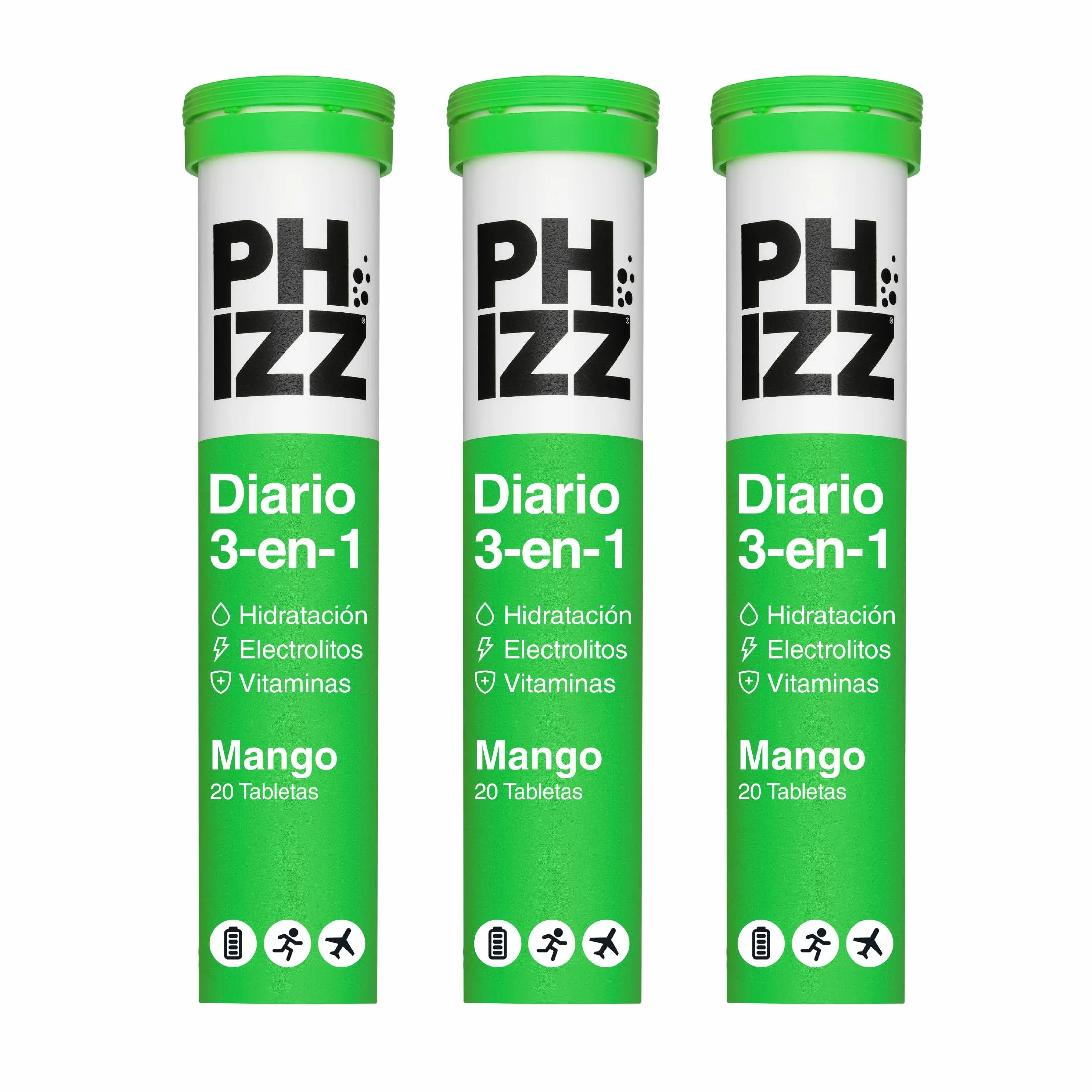 Phizz Electrolitos Multivitaminas e Hidratación Efervescente Comprimidos 18 Vitaminas y Minerales Vitamina C 60 Pastilla Mango