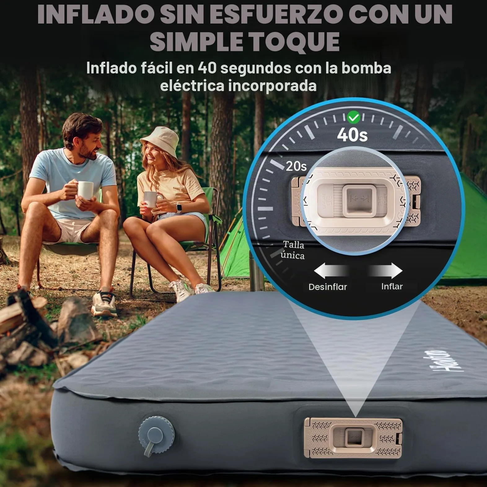 HIKENTURE Colchoneta autoinflable con bomba eléctrica, 10 cm de grosor, colchón de espuma para acampar, 9,5 R de valor