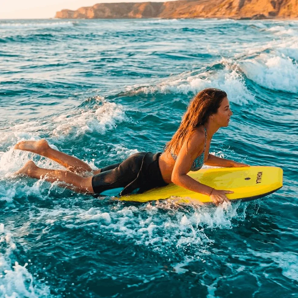 KOHALA Tabla Bodyboard 40/42 Pulgadas Amarillo para Jóvenes y Adultos con Correa de Seguridad