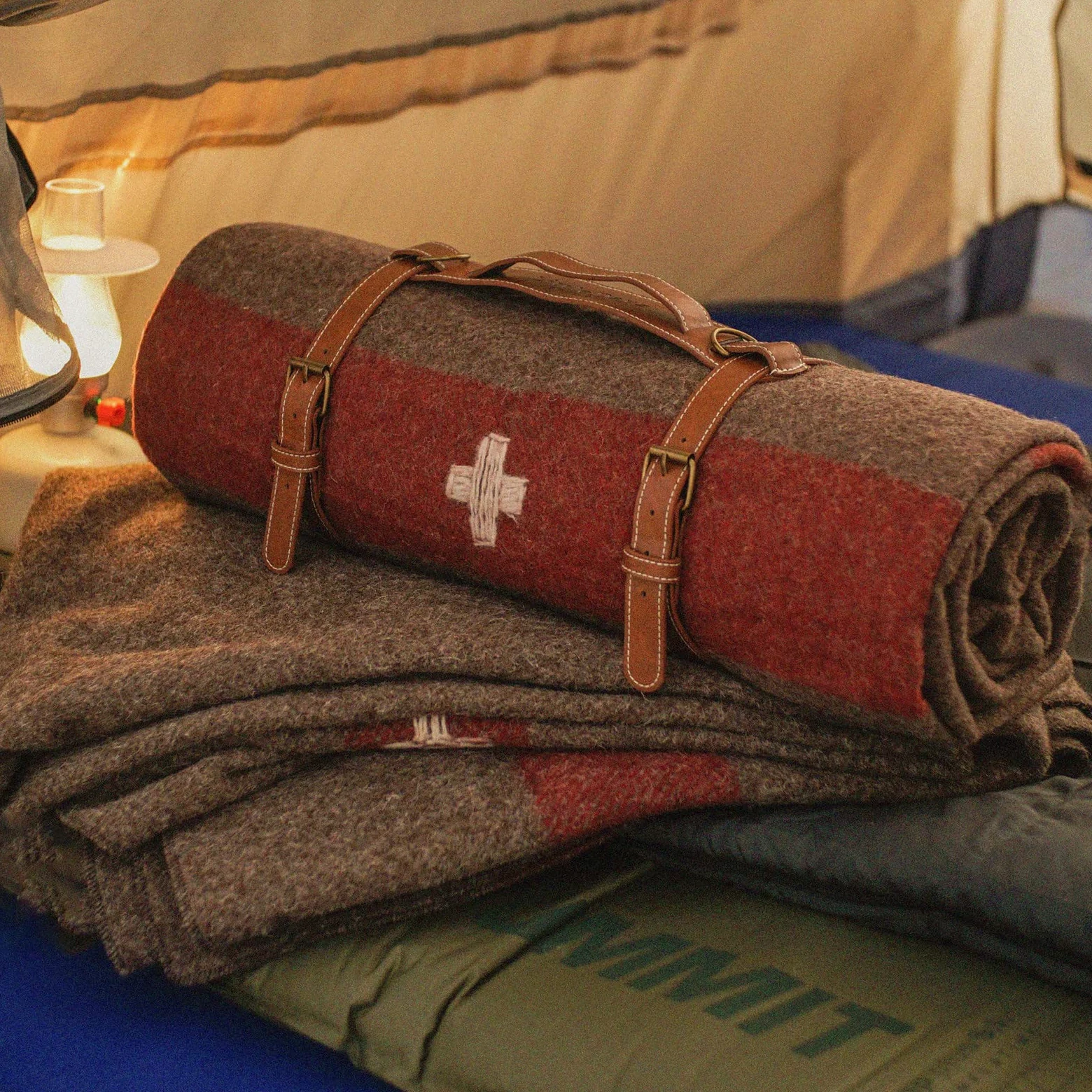 Manta de lana, cálida, gruesa, lavable para camping, actividades al aire libre, kits de supervivencia y emergencia