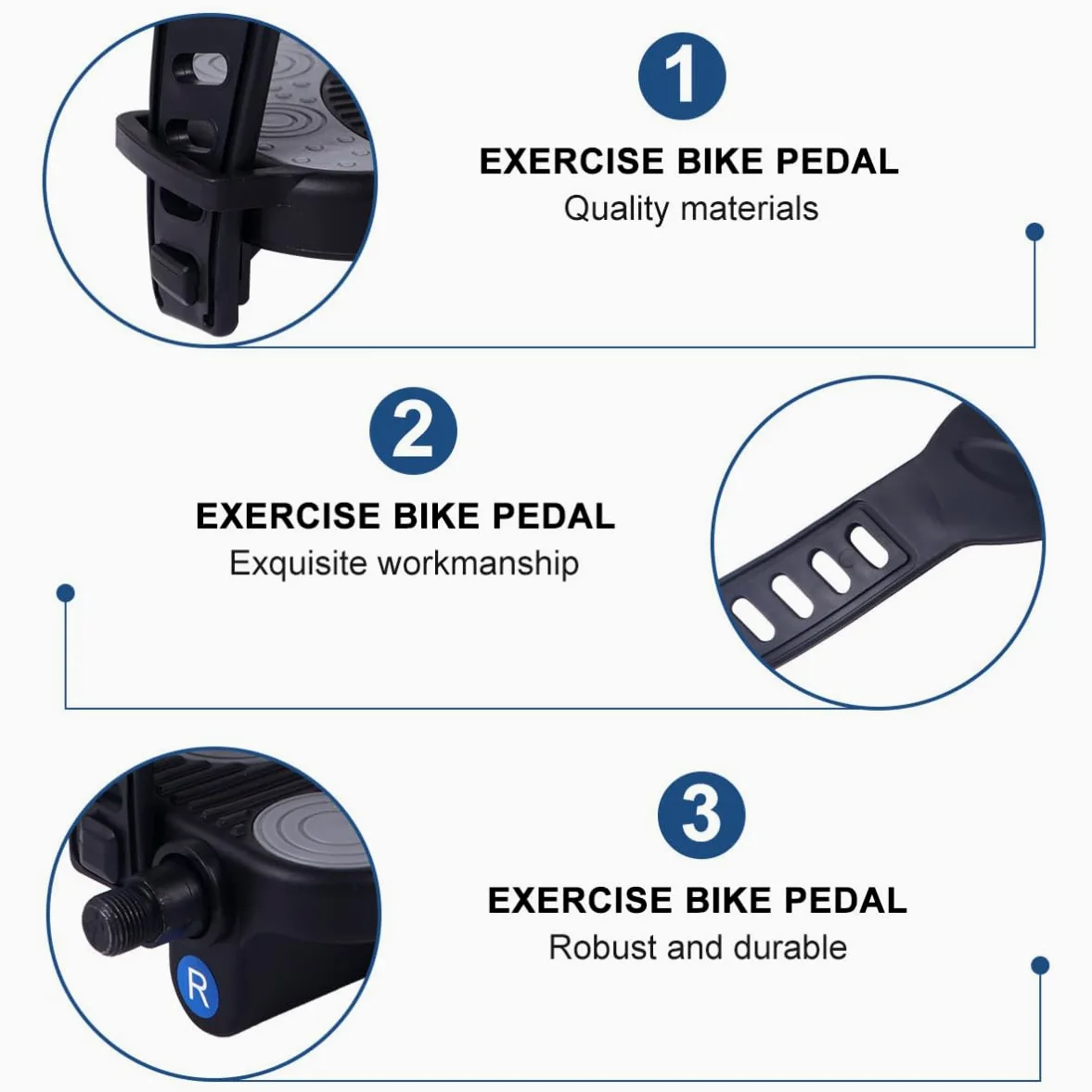 Cabilock Pedales Bicicleta Estatica Antideslizantes con Correa y Plataforma de Plástico para Mayor Comodidad en Entrenamientos Prolongados Varios Estilos