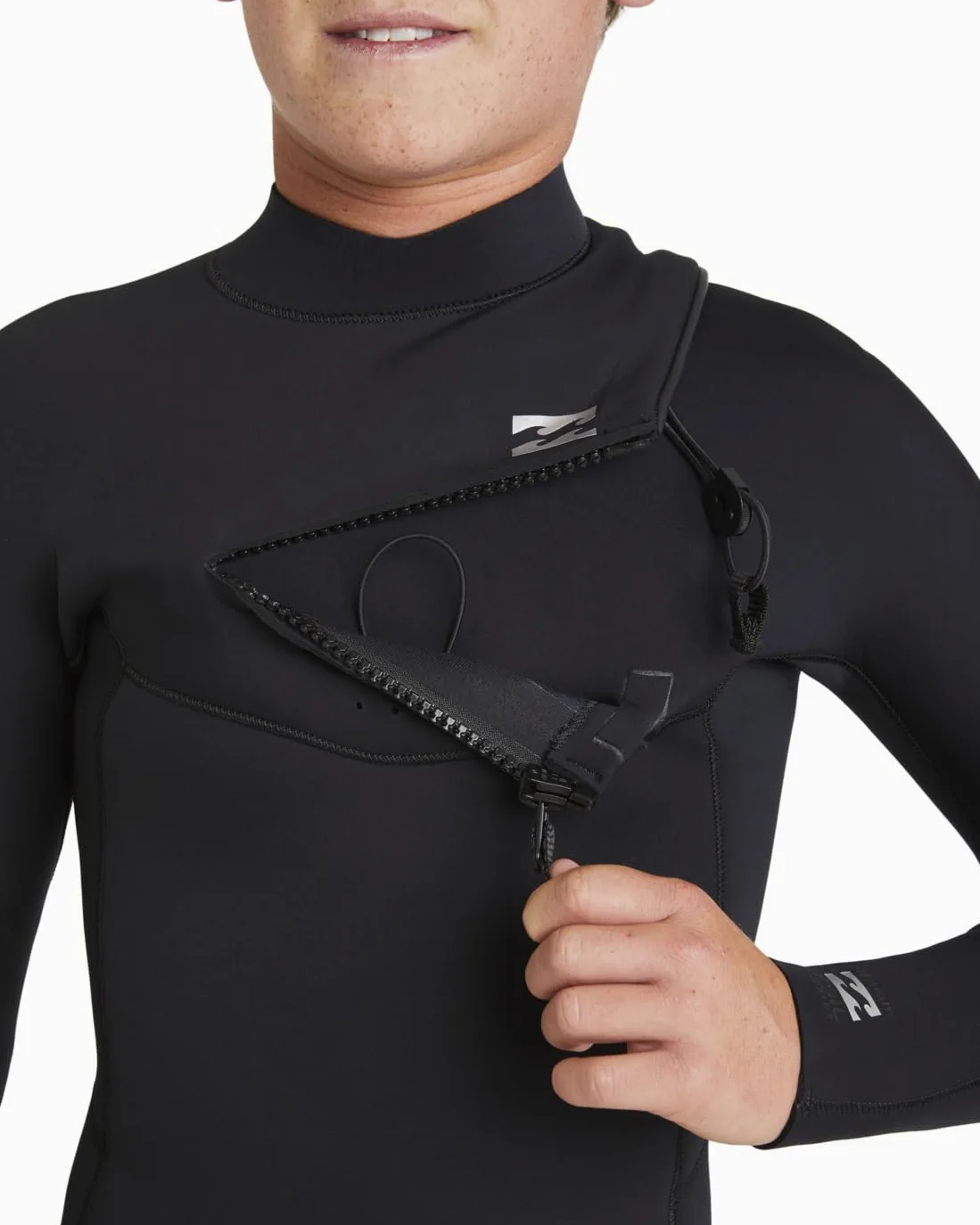 BILLABONG Traje de Neopreno Junior Foil de 5/4 mm con Cremallera en el Pecho - Negro - Manga Larga - Tipo de Espuma de Neopreno: Espuma Lite, parcialmente reciclada
