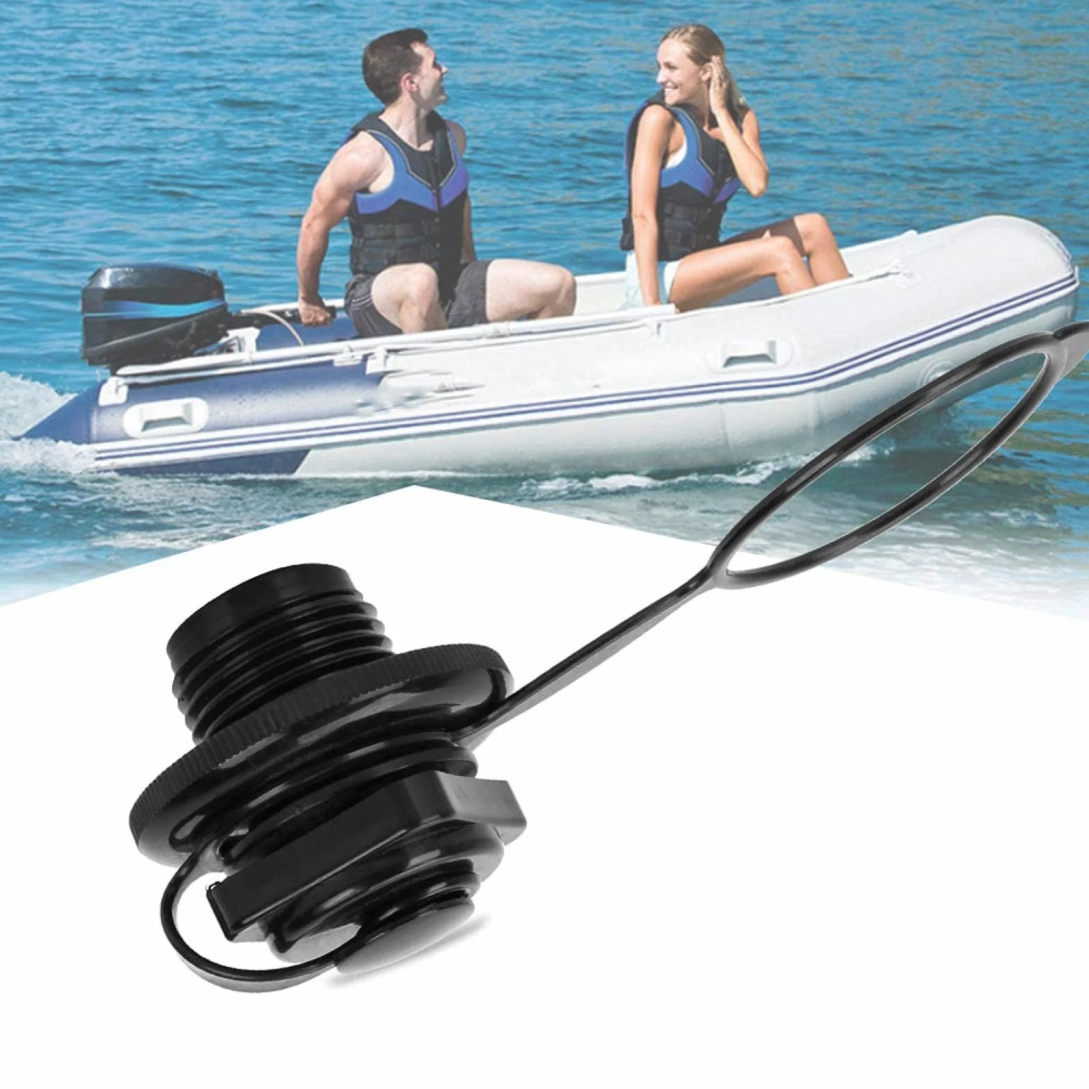 Vbest Life 23.9mm Inflable Barco de Pesca de la válvula de Aire, de plástico Negro Inflable Barco de Pesca de la válvula de Aire, Piezas de Repuesto para los Accesorios del Barco de Pesca