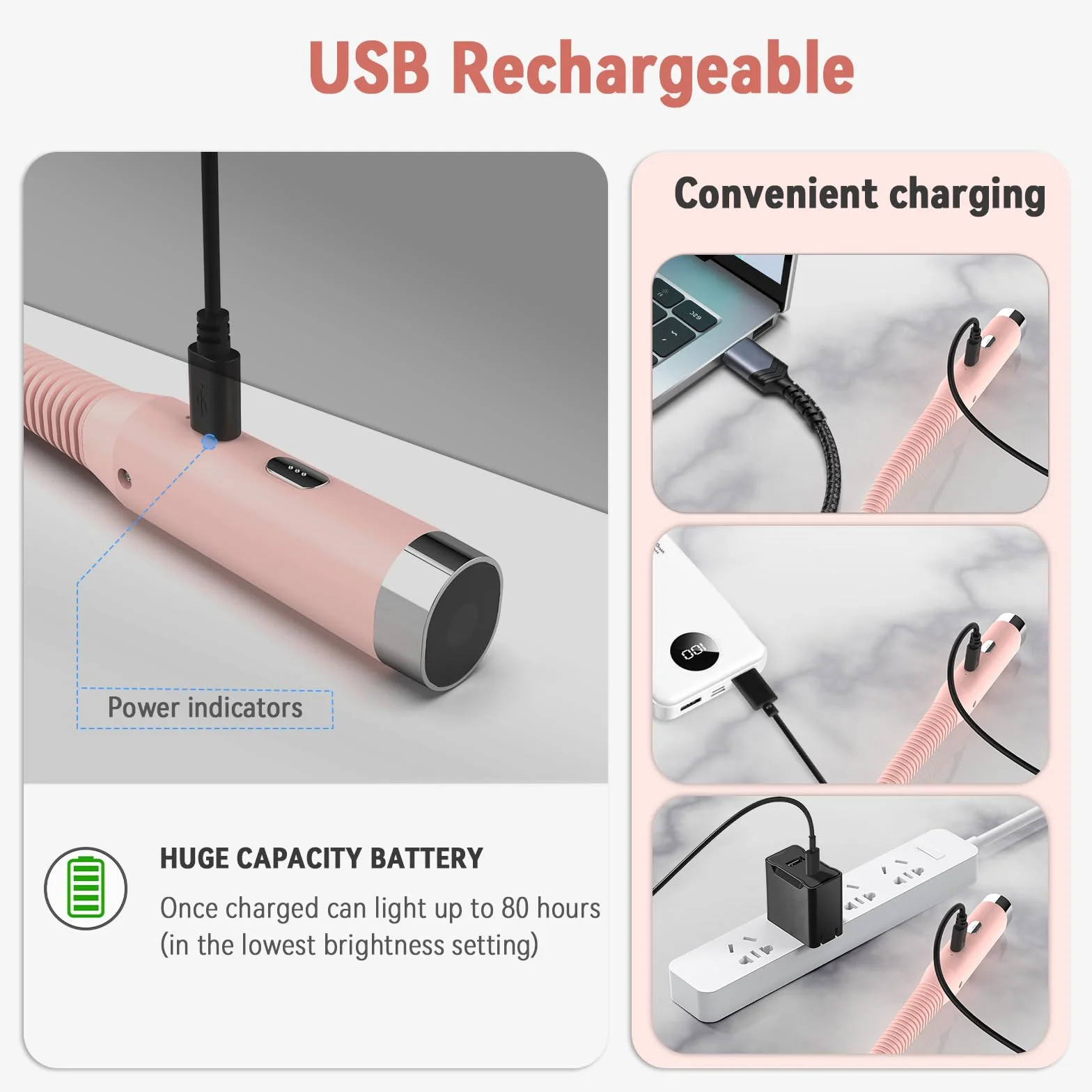 Diboniur Lámpara de Lectura USB Recargable LED, 3 Colores y 3 Niveles de Brillo Ajustables, Luz para Leer en la Cama