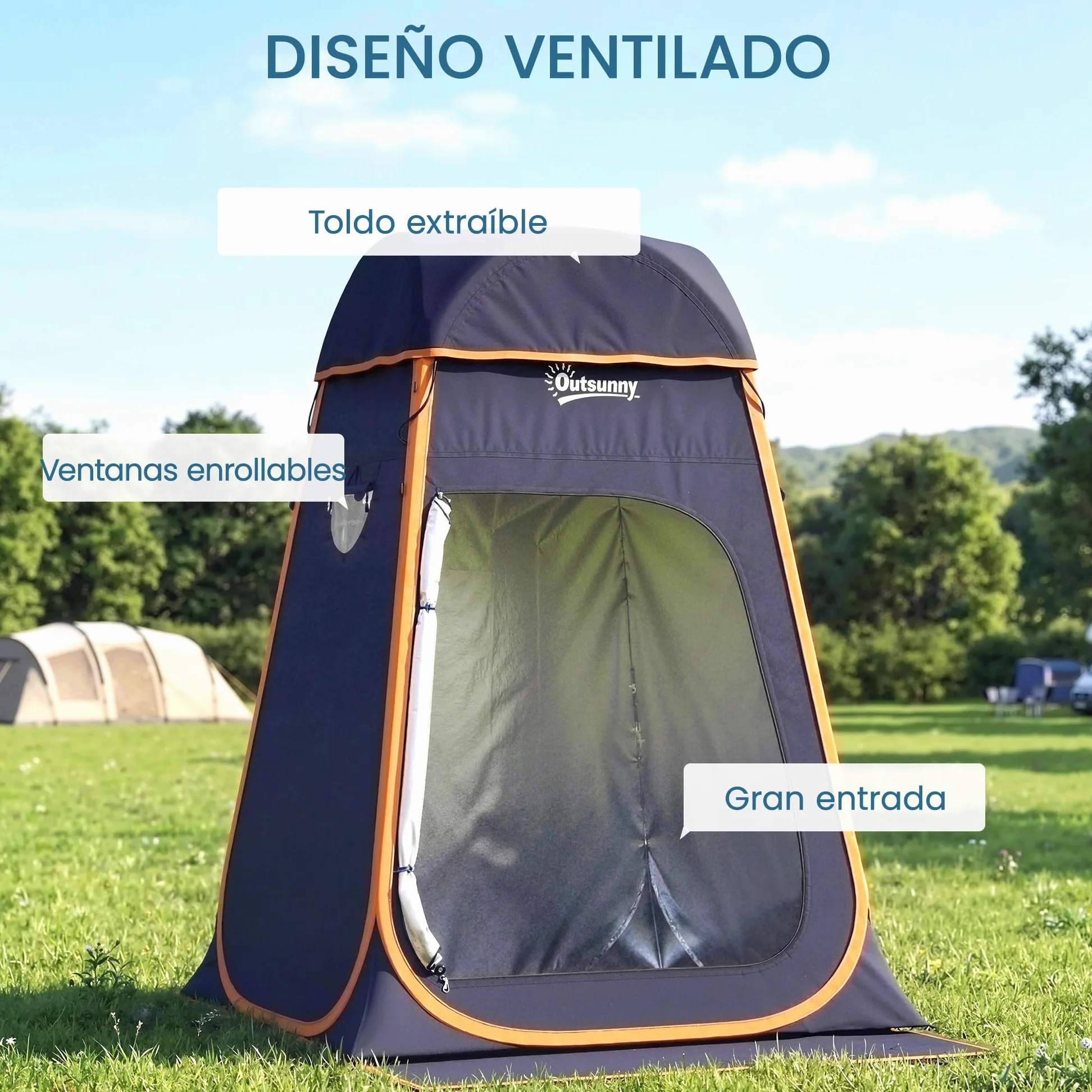 Outsunny Tienda de Campaña Instantánea Pop-Up 152x152x200 cm Azul Oscuro Impermeable 2000mm UV 30+