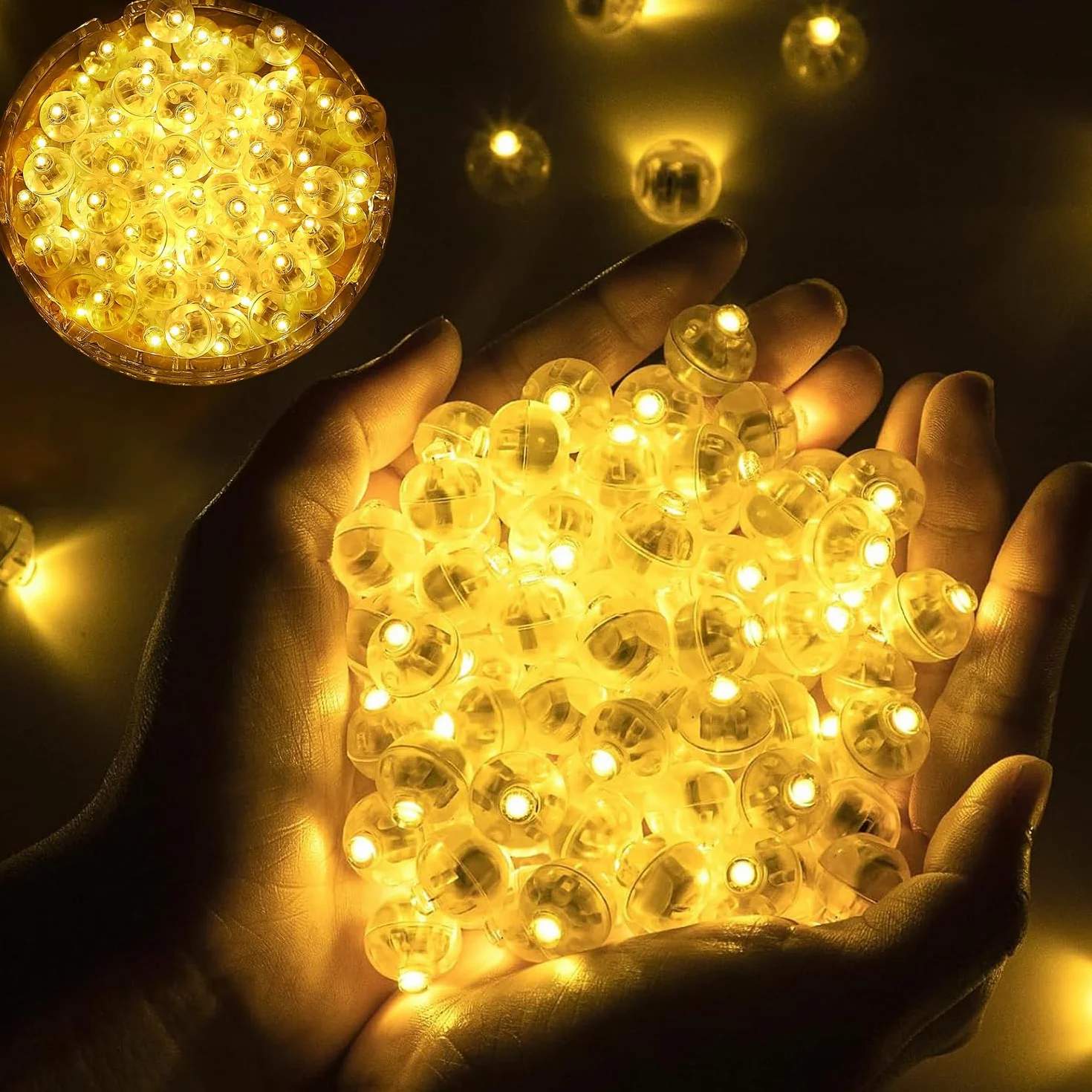 Mini Luces LED para Globos, 50 Piezas, Redondas, Navidad, Bodas, Cumpleaños, Halloween