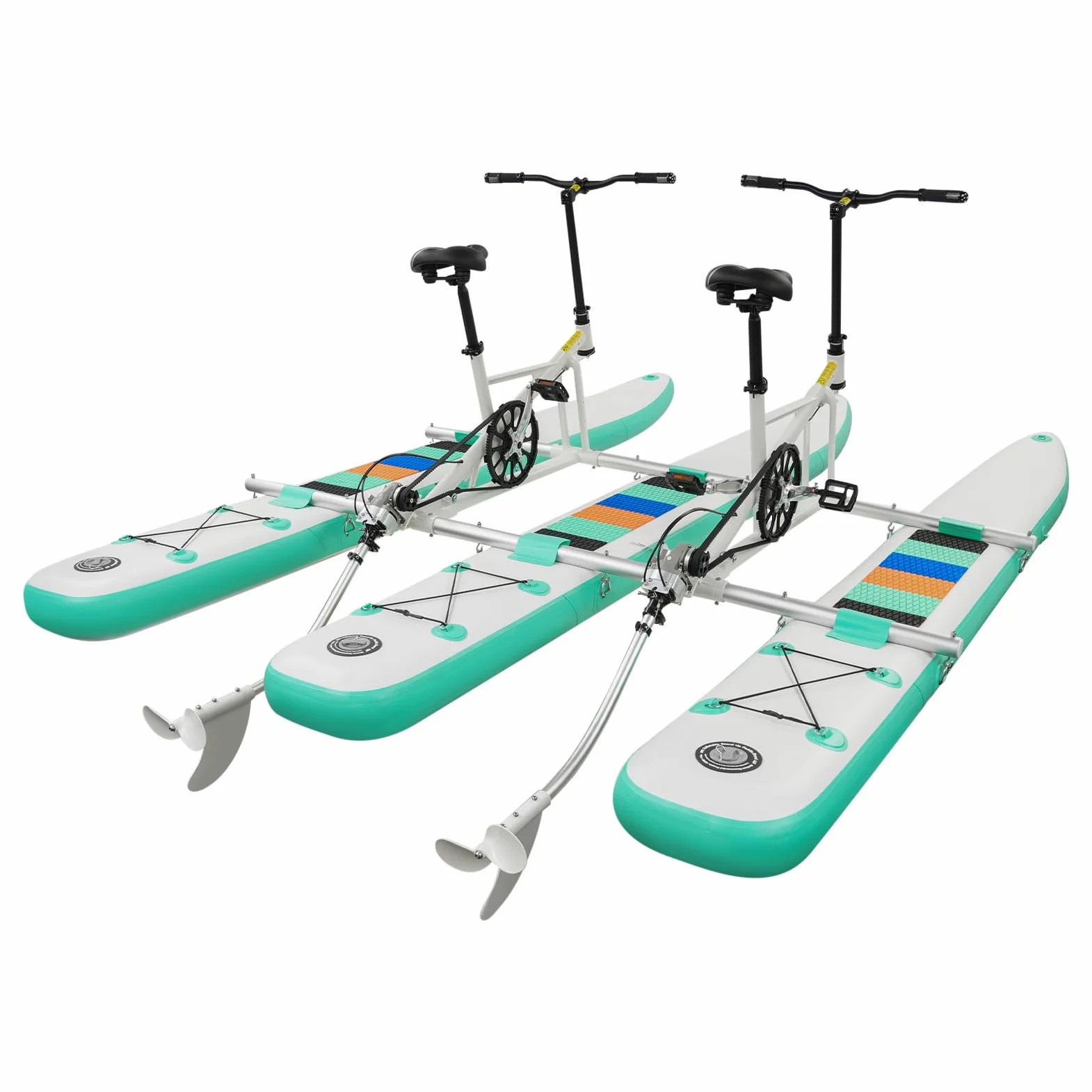 Bicicleta de agua inflable para 2 personas con varios pontones | Con asientos ajustables, pedales antideslizantes y cubierta plegable para mar, río o zona de ocio