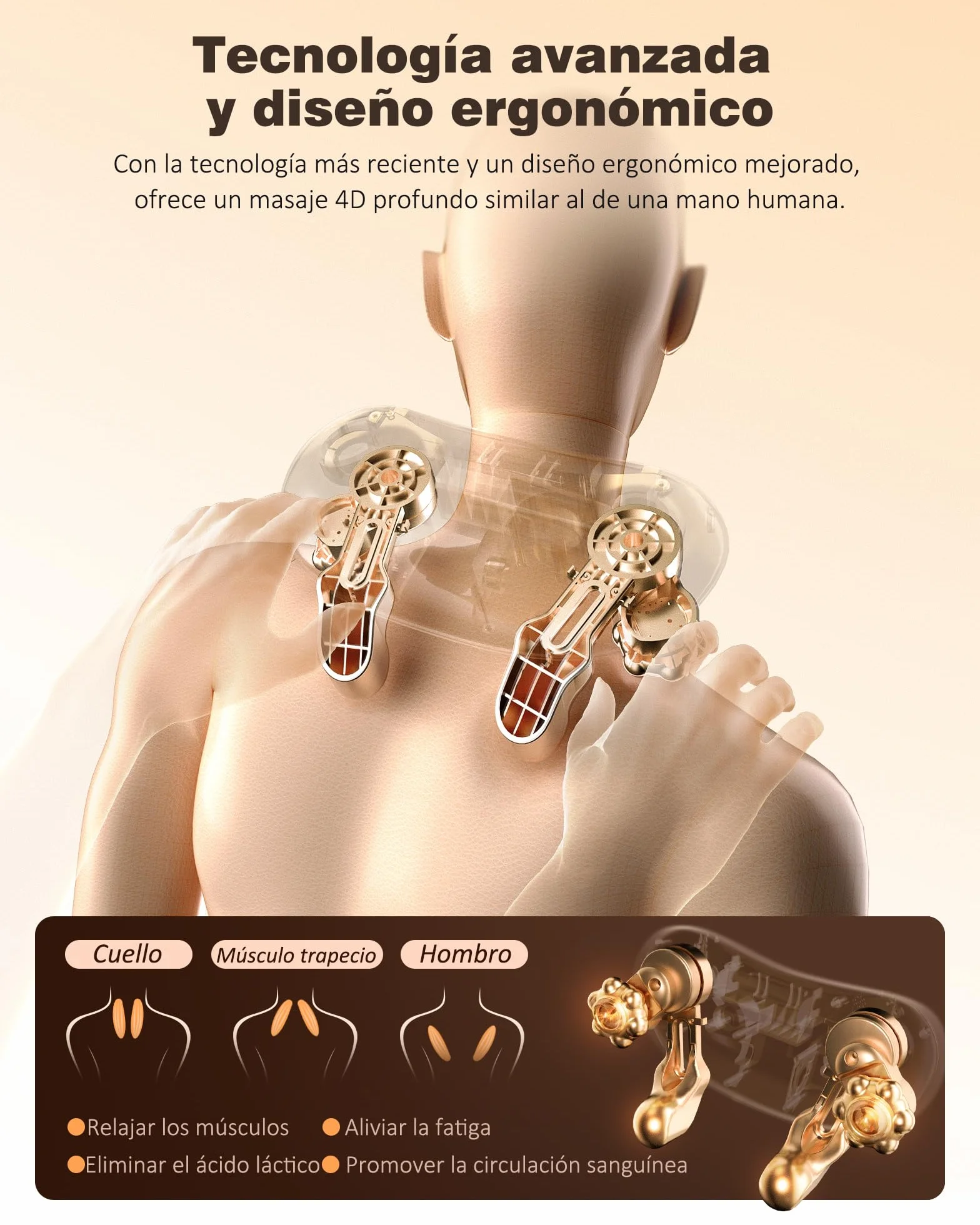 Masajeador cervical y espalda inalámbrico Shiatsu 4D con calefacción de grafeno, Regalo para mujer hombre