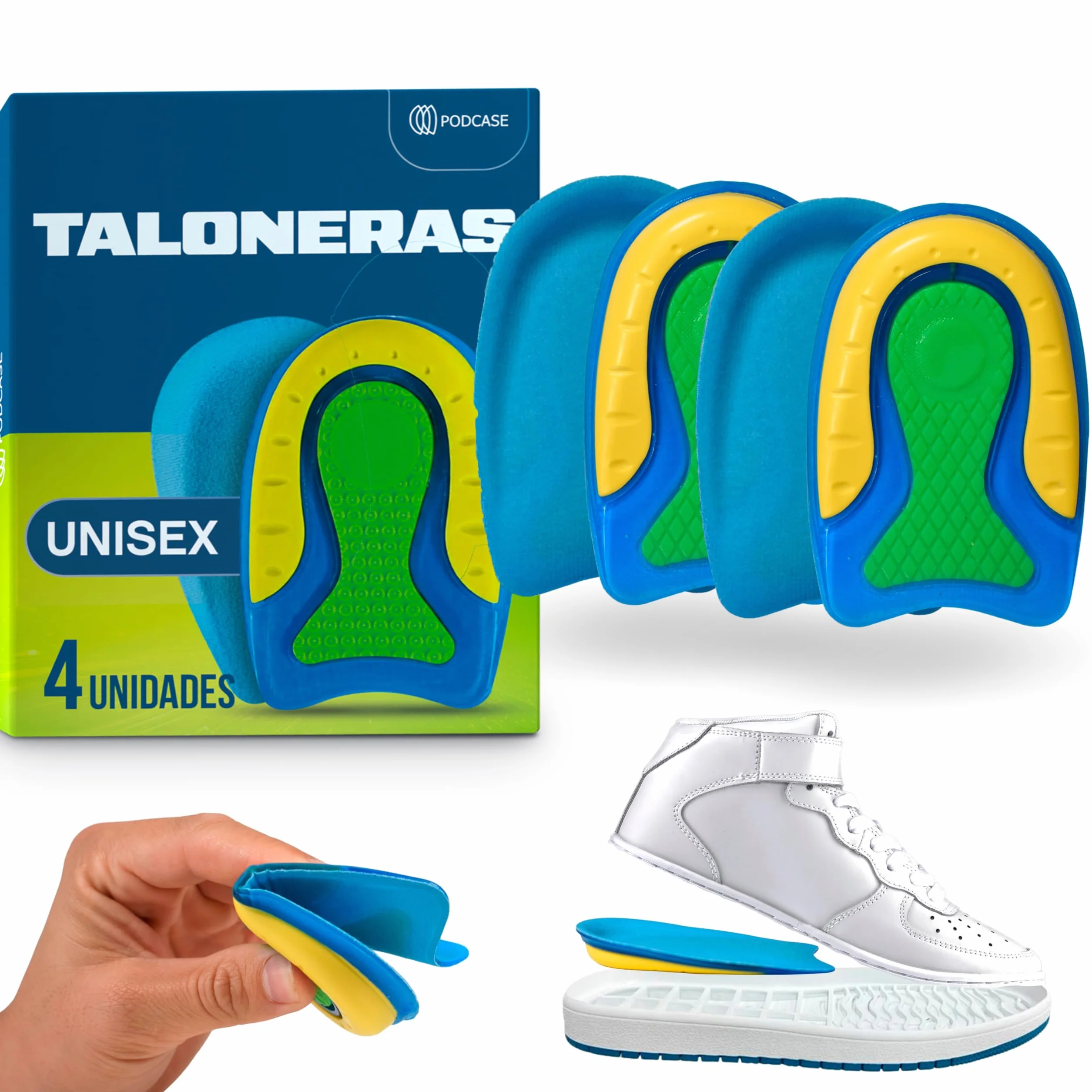 Plantillas de Silicona para Fascitis Plantar y Espolón Calcaneo - Taloneras de Gel Unisex Pack de 4