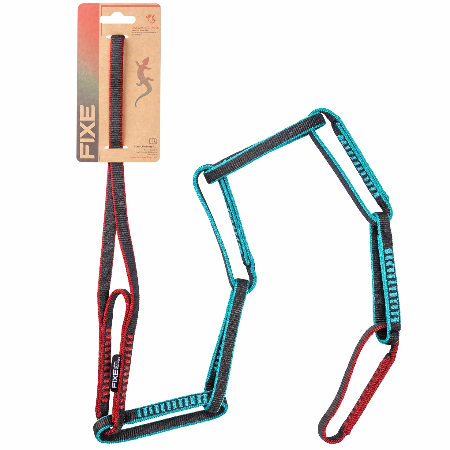 FIXE - Cabo de Anclaje Multichain Cinchless 90 cm en HMPE, Cinta Ajustable para Escalada y Alpinismo, Sistema sin Estrangular el Arnés, Resistencia 22 kN, Certificación EN566 y UIAA 104