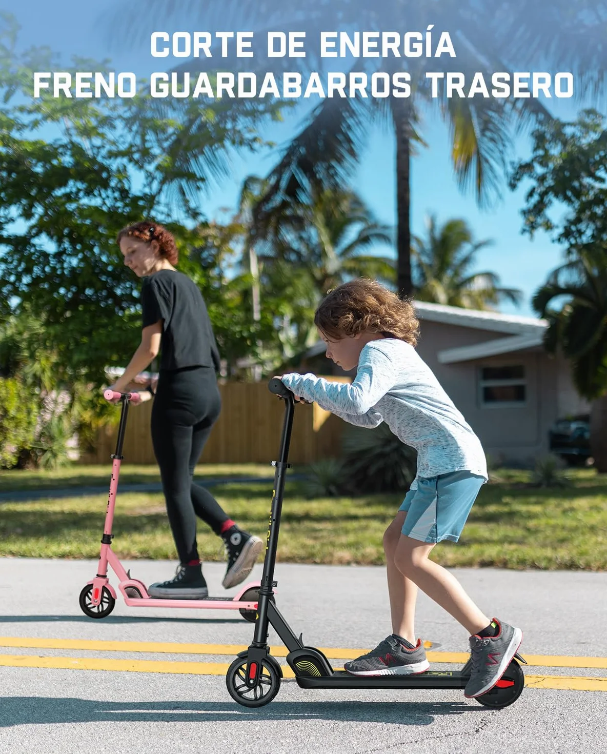FanttikRide C9 Patinete Electrico Niño, 120 cm - 160 cm, 10/16 km/h, Alcance de 8 km, Pantalla LED, Altura Ajustable, Plegable, Ruedas de Goma, Ligero, Scooter para Niños hasta 60 kg