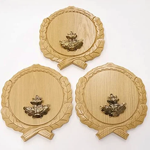 GTK Oferta 3 placas de cuña talladas de roble claro AF 19 cm con 3 hojas de roble, portada grande, tabla cuña, tabla de especias, cartel trofeo.