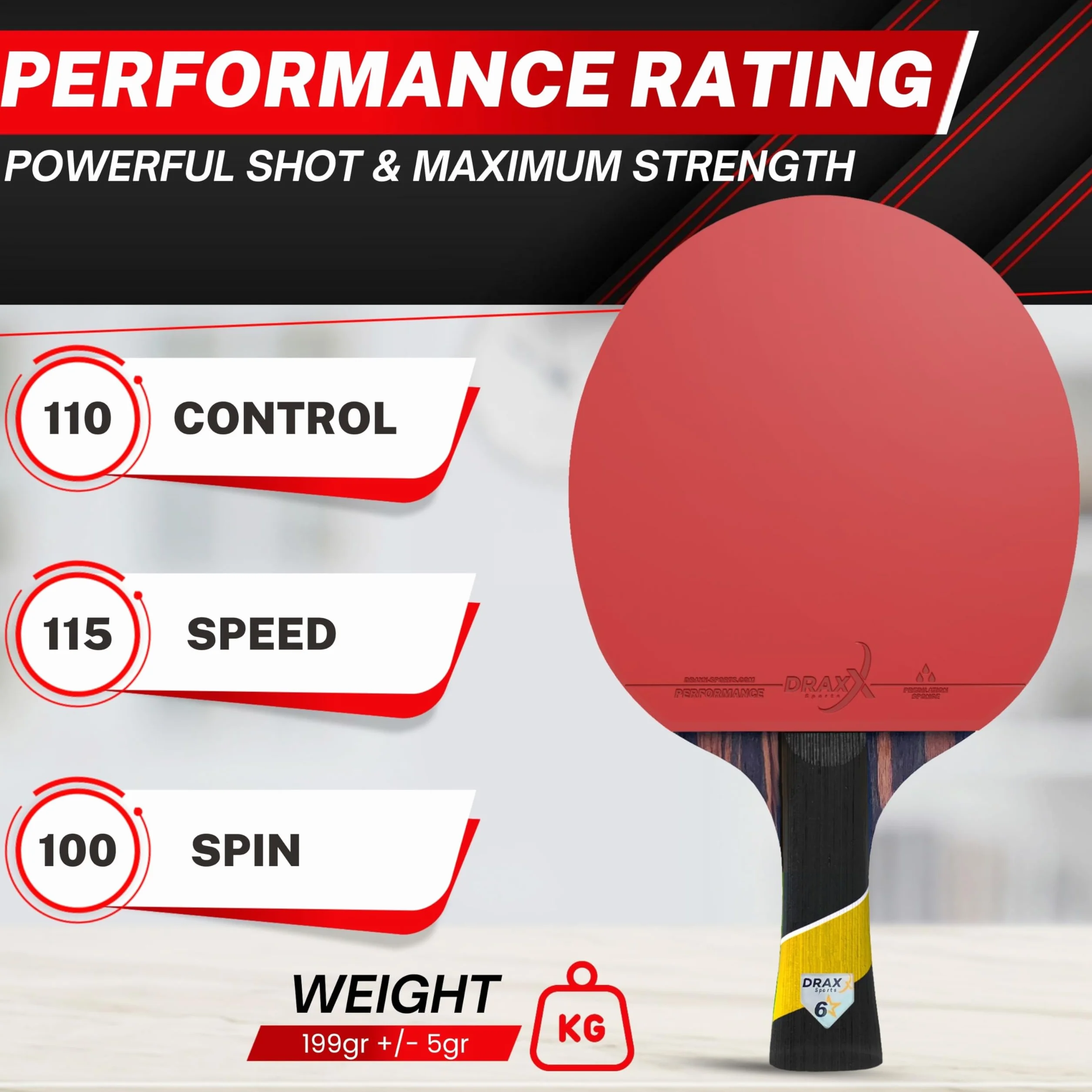 Pala Ping Pong Carbon Raqueta de Carbono Profesional 2 mm Esponja