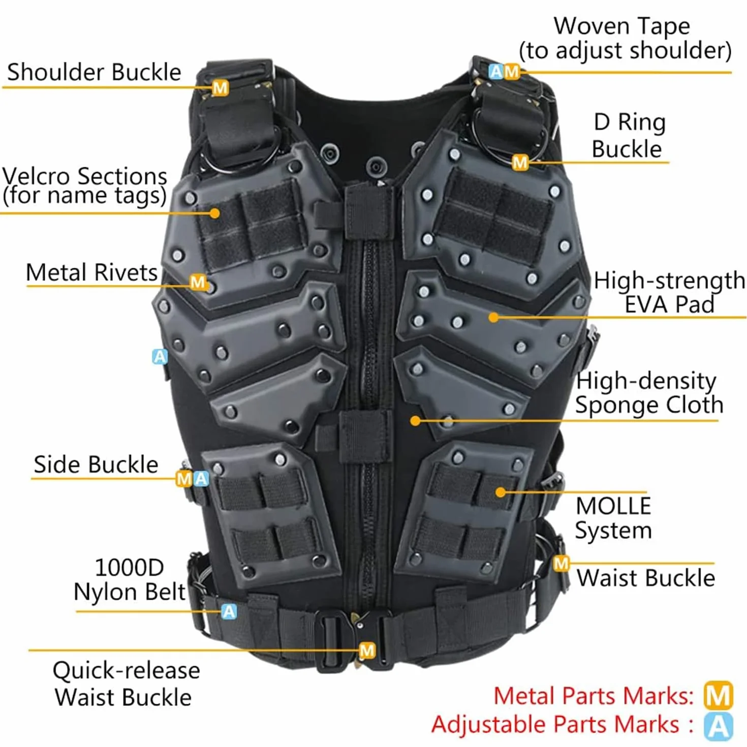 Chaleco táctico Airsoft Chalecos Molle Protector de pecho Ajustable Paintball Cosplay Traje de película CS Game Combat Militar Entrenamiento al aire libre Ajuste S-XL Tamaño Adulto Hombres Mujeres