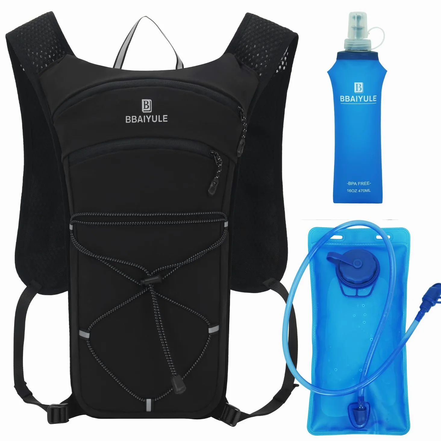 Mochila de hidratación con bolsa de hidratación y botella blanda, chaleco para correr para mujer y hombre, mochila ultraligera, mochila para ciclismo, trailrunning