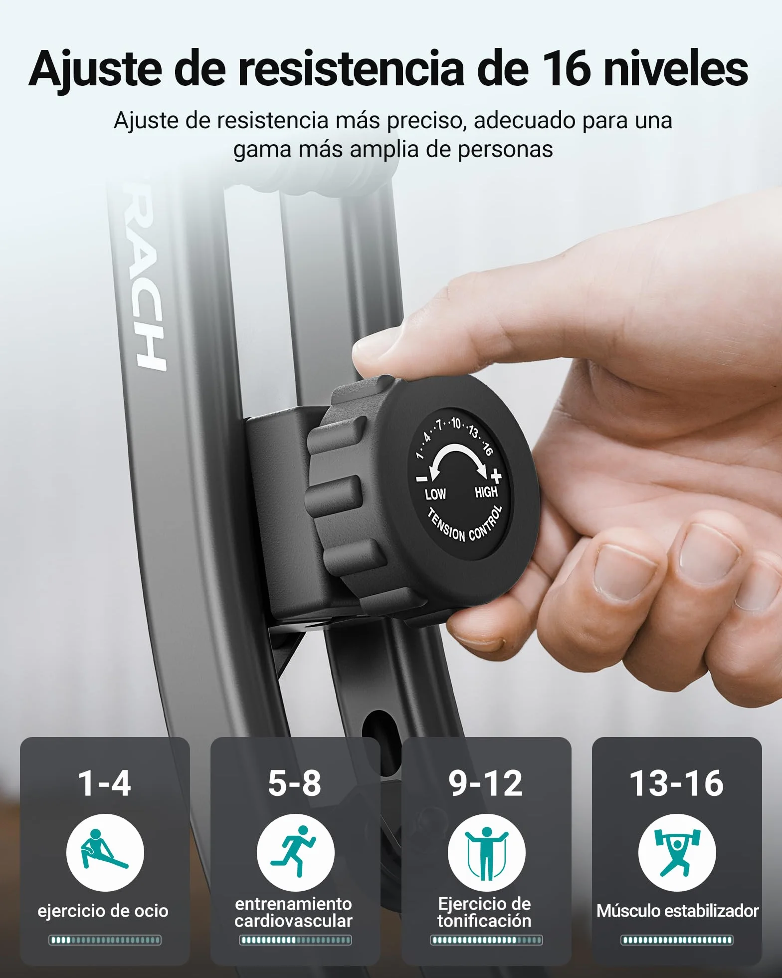 MERACH Bicicleta Estática 4 en 1 con App Entrenamiento, Bicicleta Estatica Plegable Silenciosa, Resistencia Magnética de 16 Niveles, Banda de Resistencia, Pantalla LCD, Medición Pulso, Asiento Cómodo