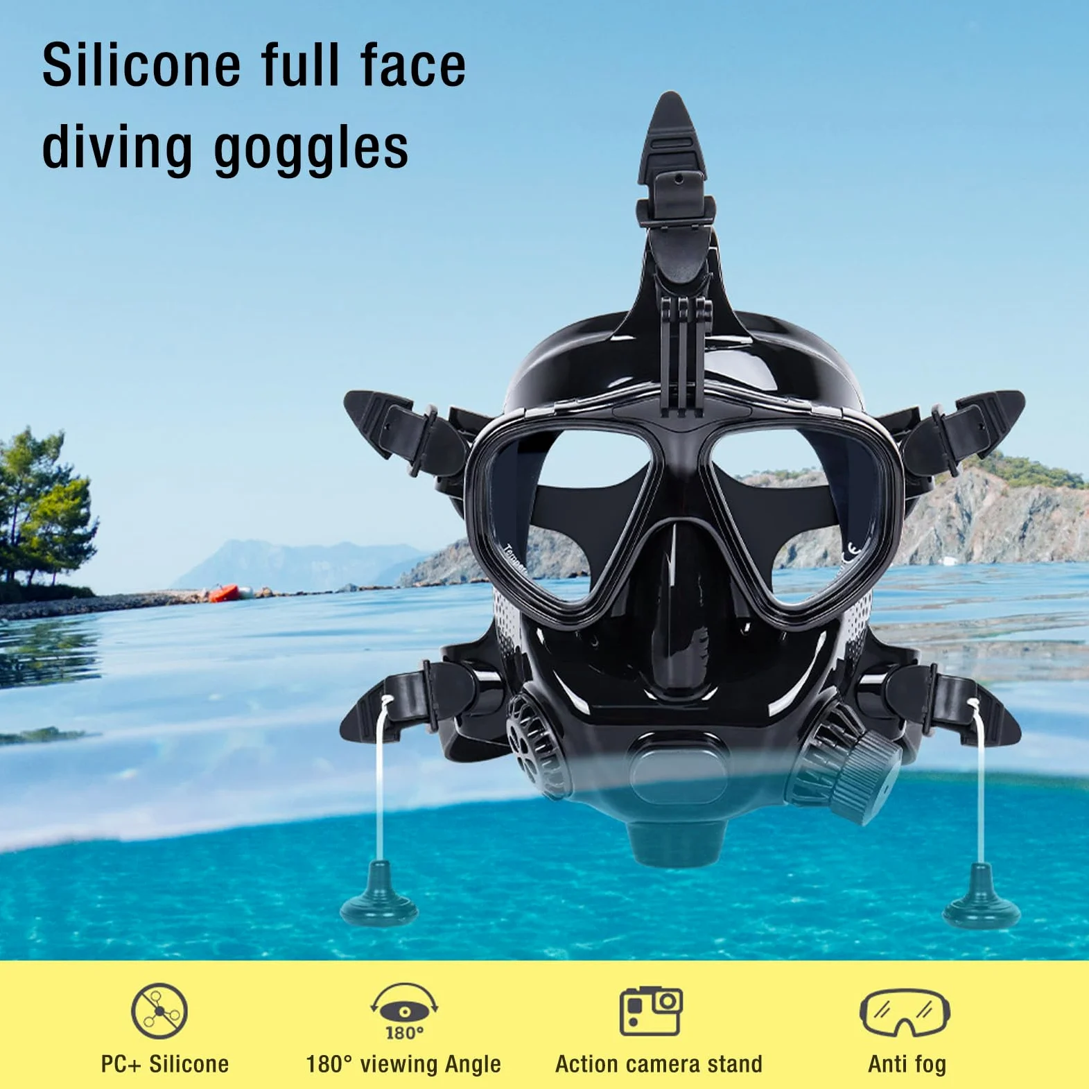 Jectse Equipo de Buceo con Tanque de Buceo, Mini Tanque de Buceo de 1 L con Máscara de Buceo de Cara Completa, de Buceo Portátil con Cilindro de Oxígeno de Buceo Pequeño con Soporte