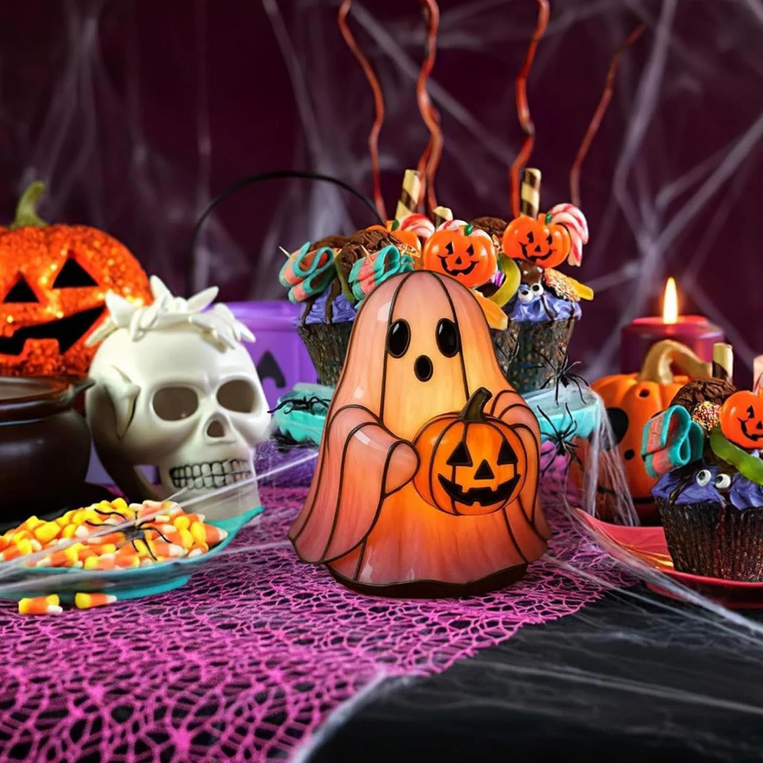Lámpara LED Fantasma Halloween Decoración Hogar Portátil Estantería