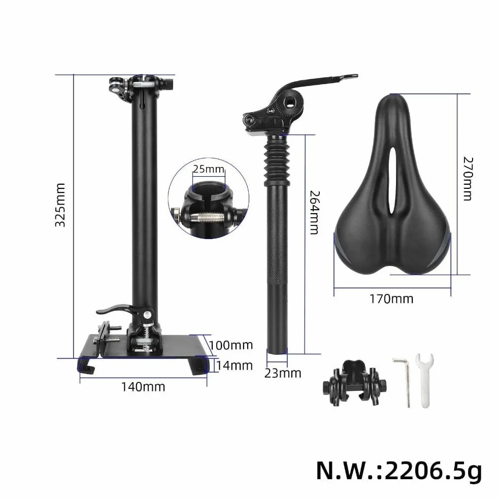Silla de asiento de scooter eléctrico para Xiaomi M365/Pro/1S, plegable, ajustable, amortiguador, aleación de aluminio, asiento acolchado de PU