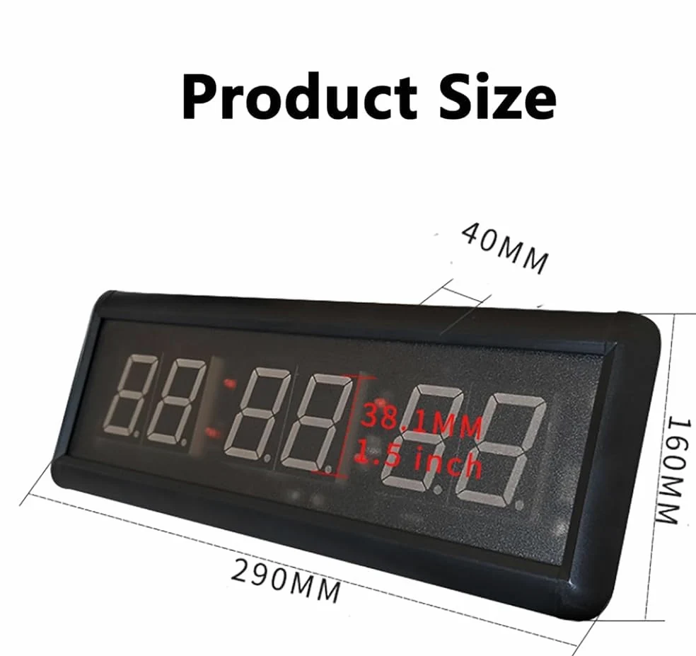 Temporizador digital de gimnasio, cronómetro LED con 3 controles de botón y control remoto, función de cuenta regresiva/temporizador/reloj despertador
