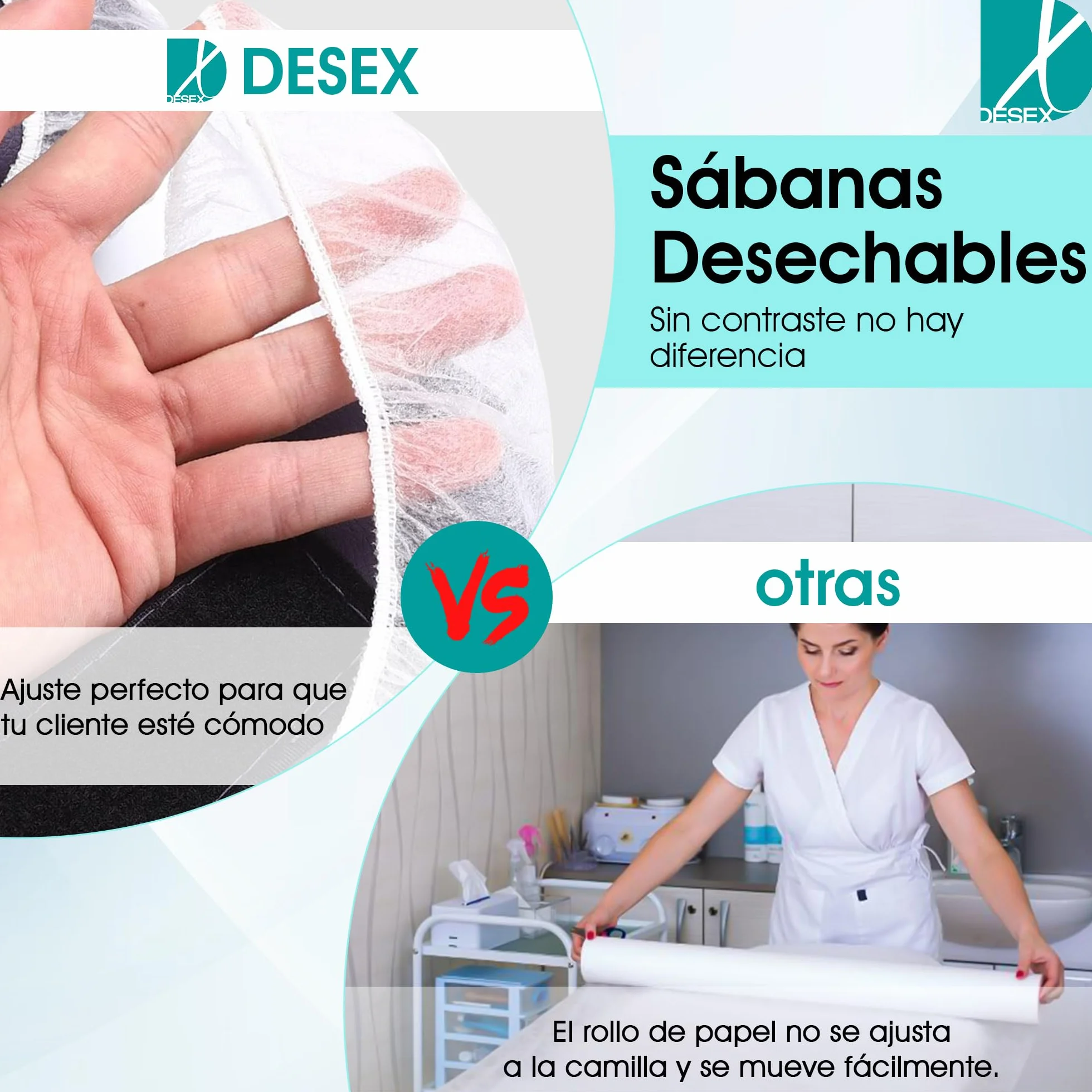 Sábanas Desechables Ajustables Camilla Masaje TNT 95x220cm Caja 10uds