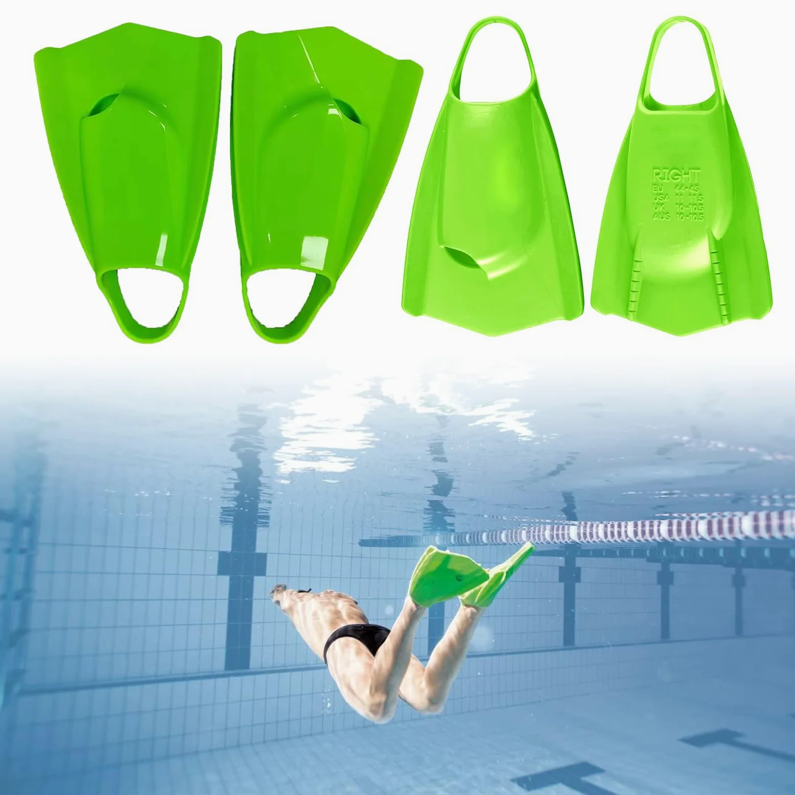 Cómodas aletas de buceo cortas tamaño viaje aletas de entrenamiento de natación de silicona para bucear natación