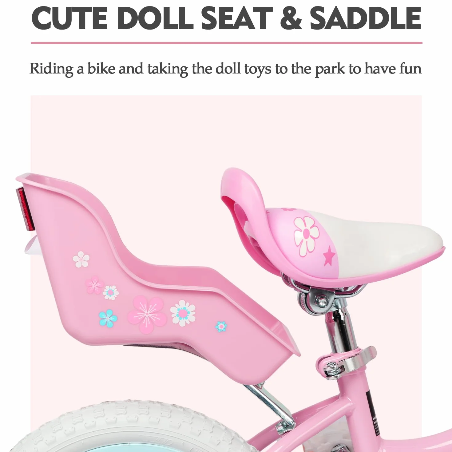 Glerc Bicicleta Infantil 12 14 16 Pulgadas Estilo Princesa para Niñas 2-8 Años con Pompones Cesta Ruedines Rosa Azul Lila Melocotón