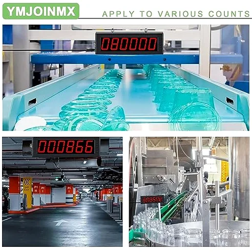 Contador con sensor láser, contador de pantalla de 6 dígitos, pantalla digital LED para cintas transportadoras, líneas de producción, conteo de hasta 999999 personas, contador de visitantes. ( 3inch)