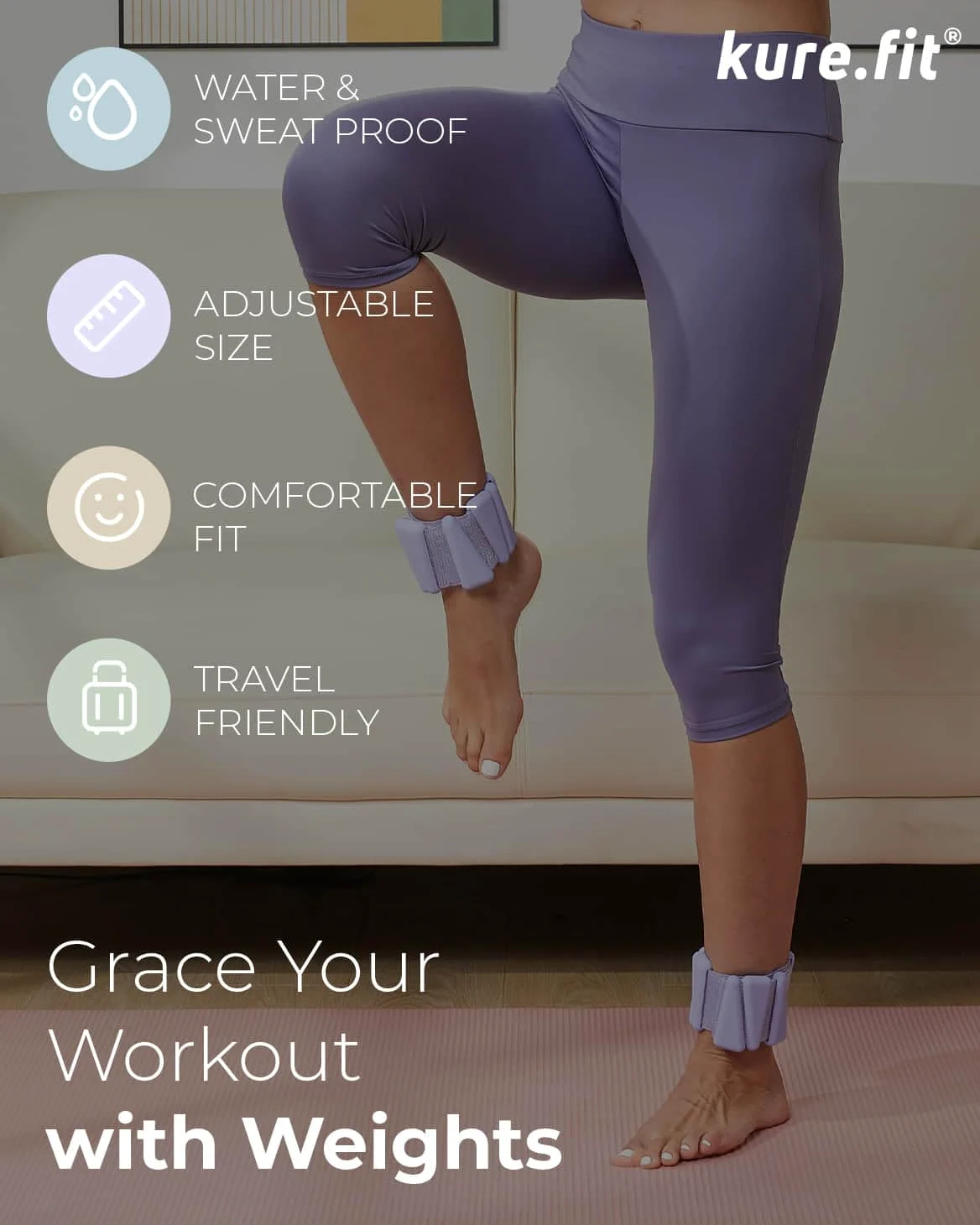 Peso de pilates | Pesas de muñeca y tobillo para mujer | Pulseras con peso | 1 libra/2 libras cada una (juego de 2)