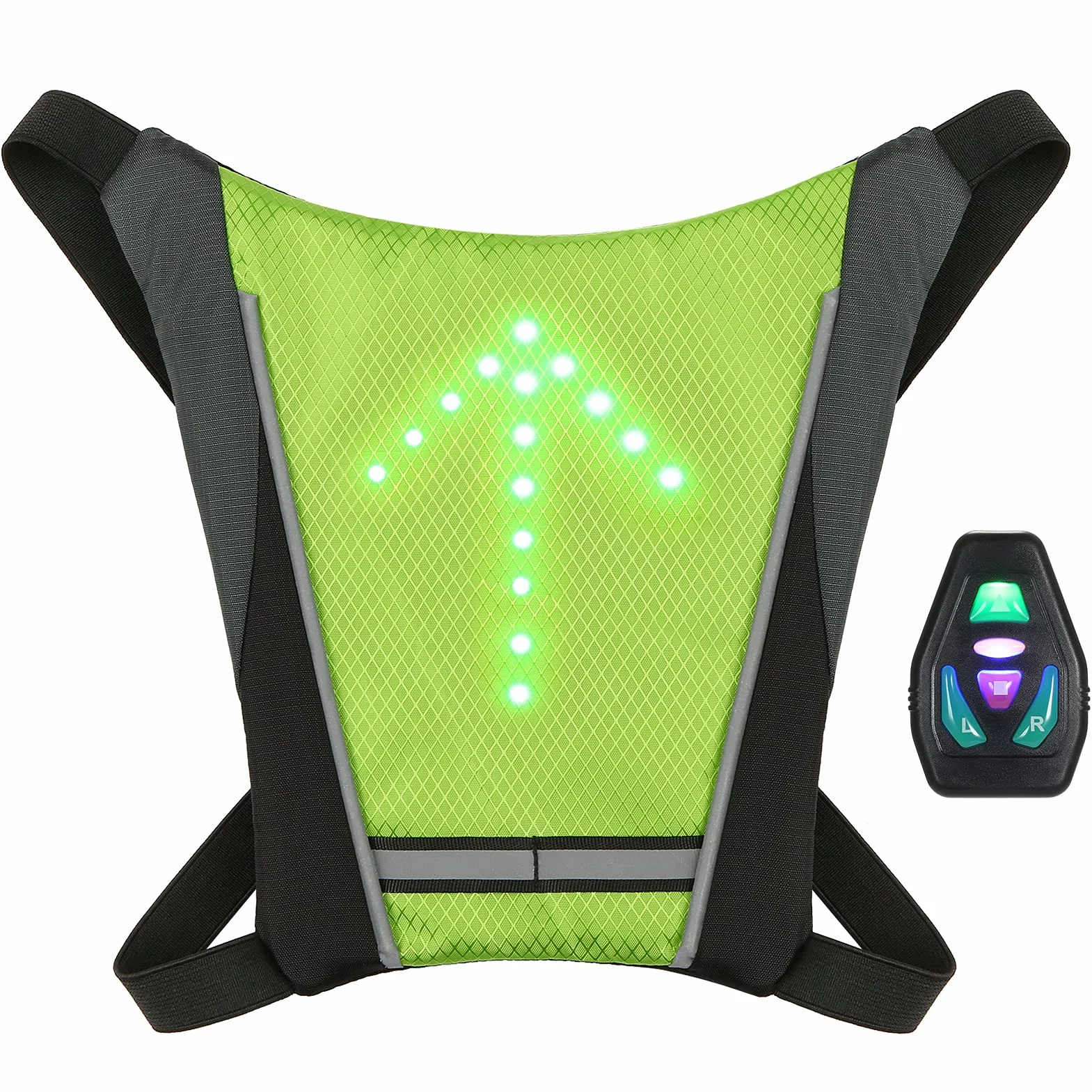 Lixada Chaleco de Ciclismo Reflectante, Mochila Reflectante Accesorio Clip, Recargable USB con LED Intermitente Control Remoto Equipo de Seguridad para Ciclismo, Correr
