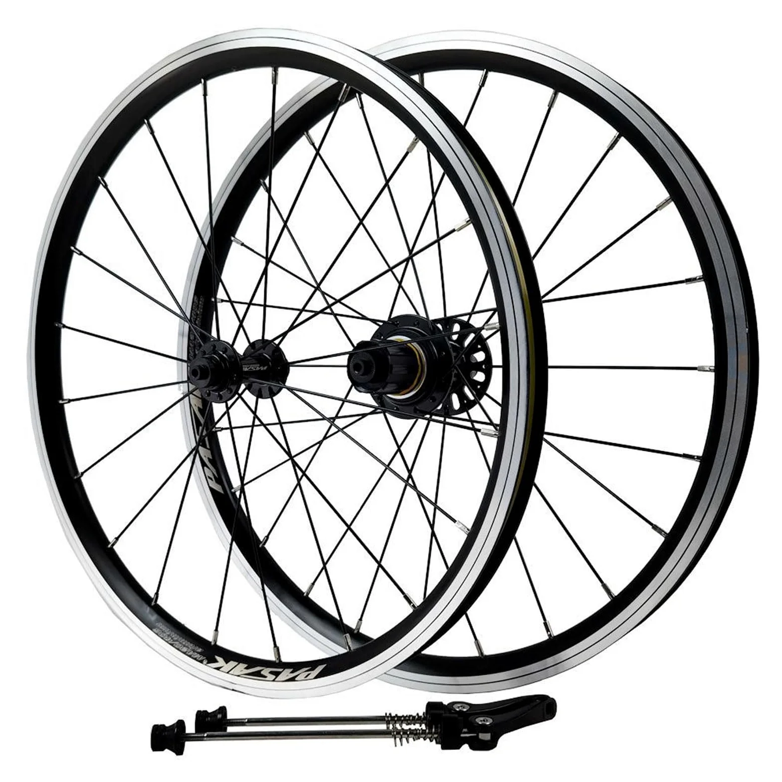 YLME Juego de Ruedas para Bicicletas Plegables, 406/451, Delanteras 74 mm, traseras 130 mm, llanta de aleación de 20 Pulgadas con Freno V-Brake de Doble Pared,406 Black,100/130