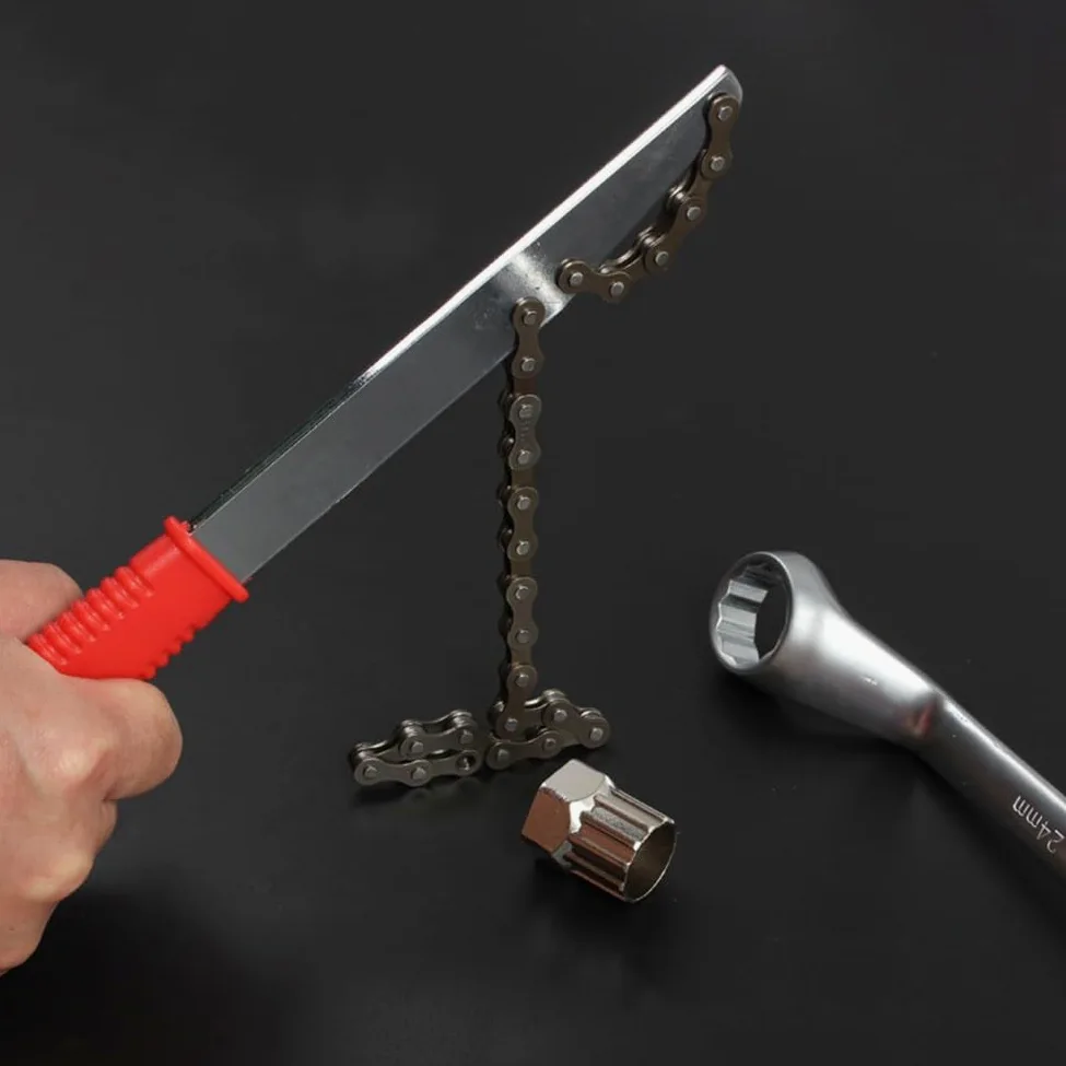 Kit de herramientas de extracción de casete de bicicleta, látigo de cadena y llave de anillo de bloqueo para rueda libre de 8/9/10 velocidades, juego de extractor de piñones de bicicleta de acero