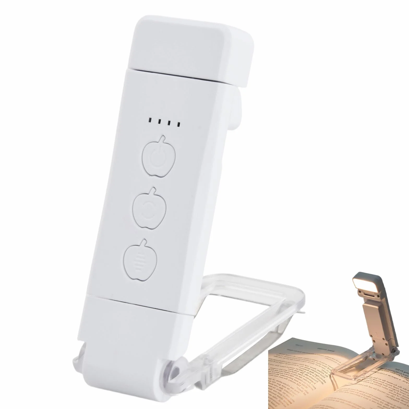 Lámpara de Lectura Recargable USB con Pinzas, 9 LEDs, 3 Colores y 5 Niveles Brillos Ajustables