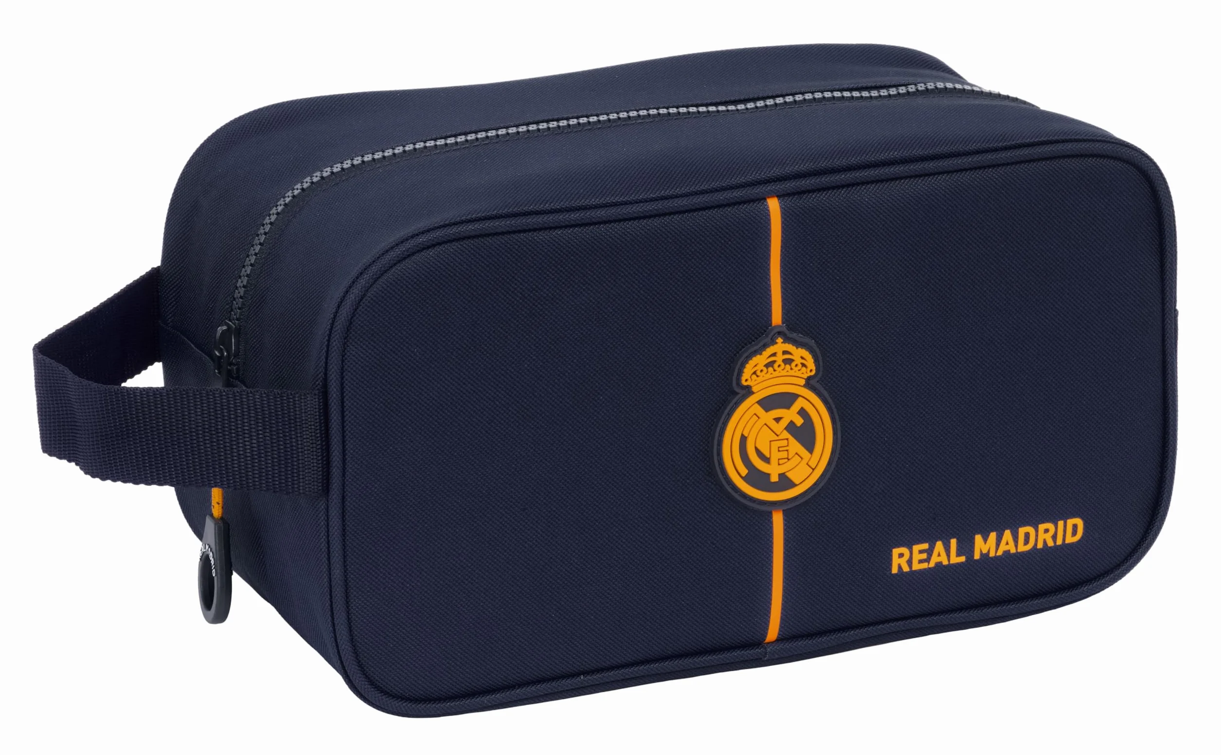 SAFTA Real Madrid 2ª EQUIPACIÓN 24/25 - Zapatillero Mediano, Multiusos, Portatodo, Deporte, Extraescolares, Fútbol, Cómodo y Versátil, 29x14x15 cm, Color Azul Marino
