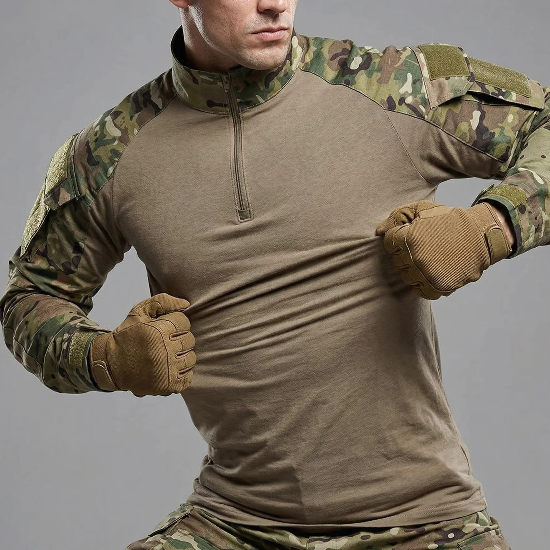 LANBAOSI Camiseta táctica de manga larga para hombre, para airsoft, caza, bosque de manga larga