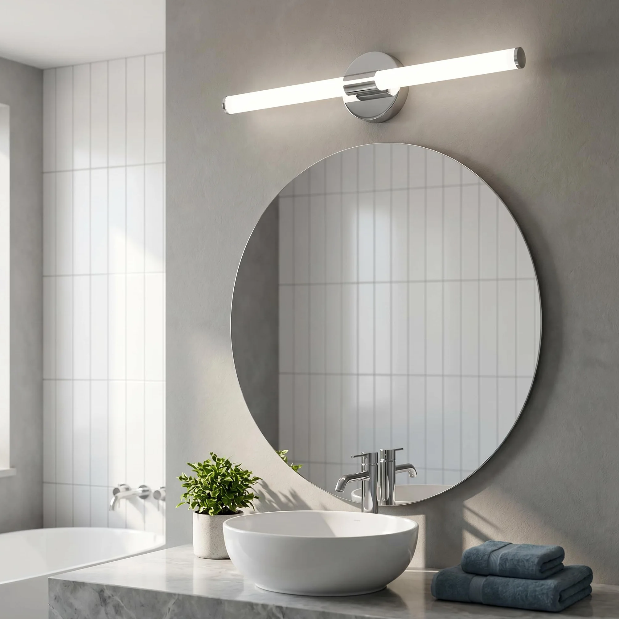 Aplique LED BARCELONA Tubular 60cm 8W 720lm Cromo IP44 4000K Baño