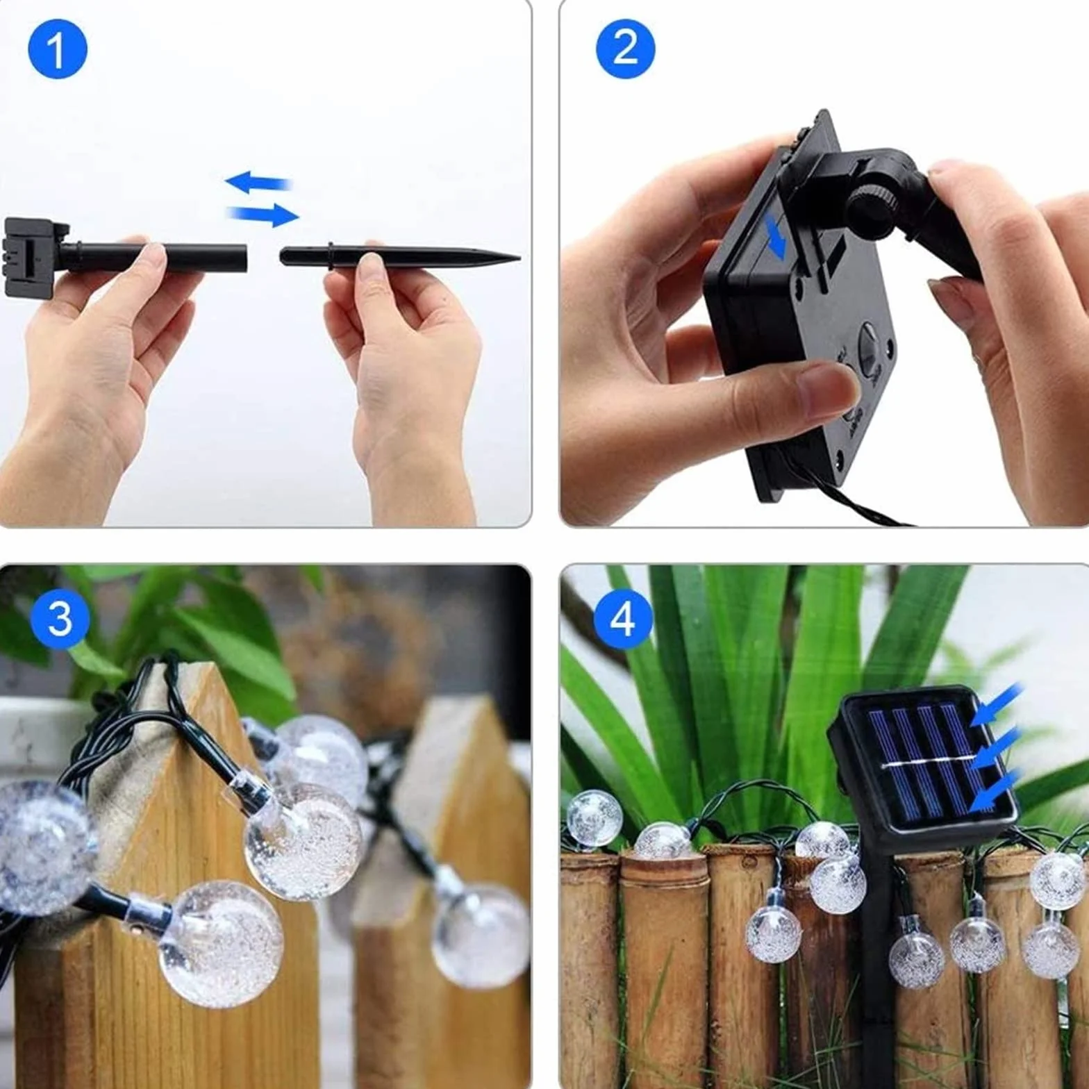 Moxled Guirnaldas Luces Exterior Solares 11M 60 LED Impermeable 8 Modos Cadena de Luces Solar para Jardín Patio Blanco Cálido