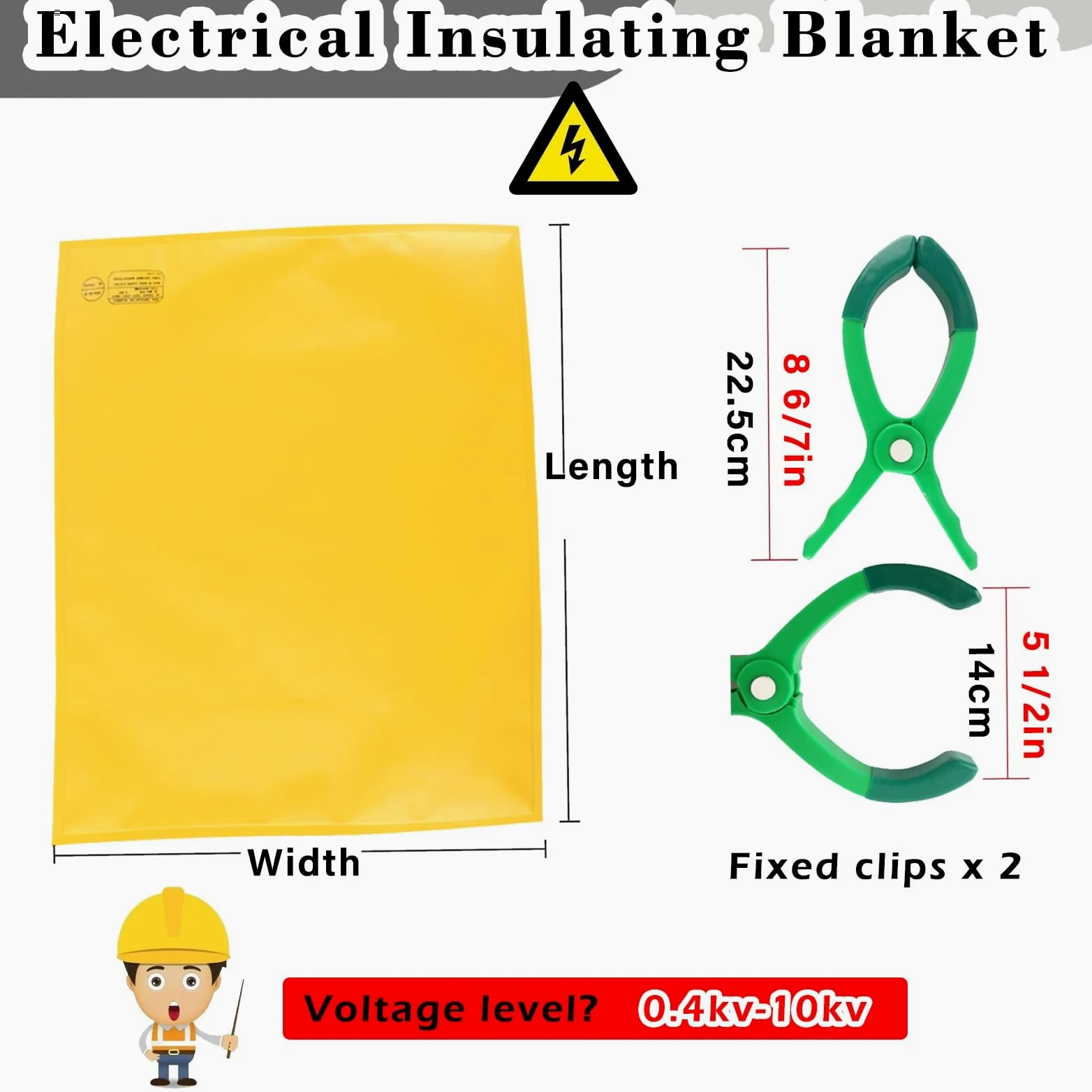 Manta aislante ligera de alto voltaje con clips - Resina EVA de 1,5 mm de espesor for electricistas y mantenimiento eléctrico(40x50cm 0.4kv)