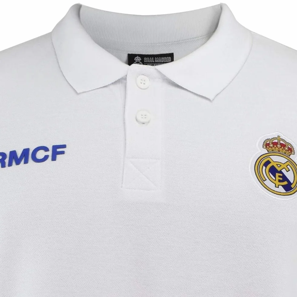 Polo Real Madrid Junior Blanco Escudo Bordado (8 Años)