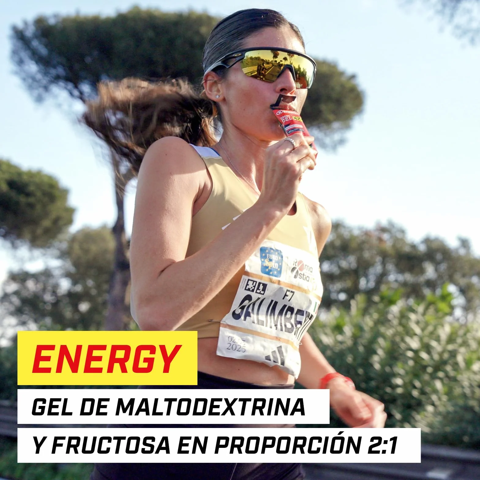Enervit Carbo Gel C2:1PRO con Cafeína, Gel Energético 40g Carbohidratos, Sabor Cola, 7 Pack 60ml
