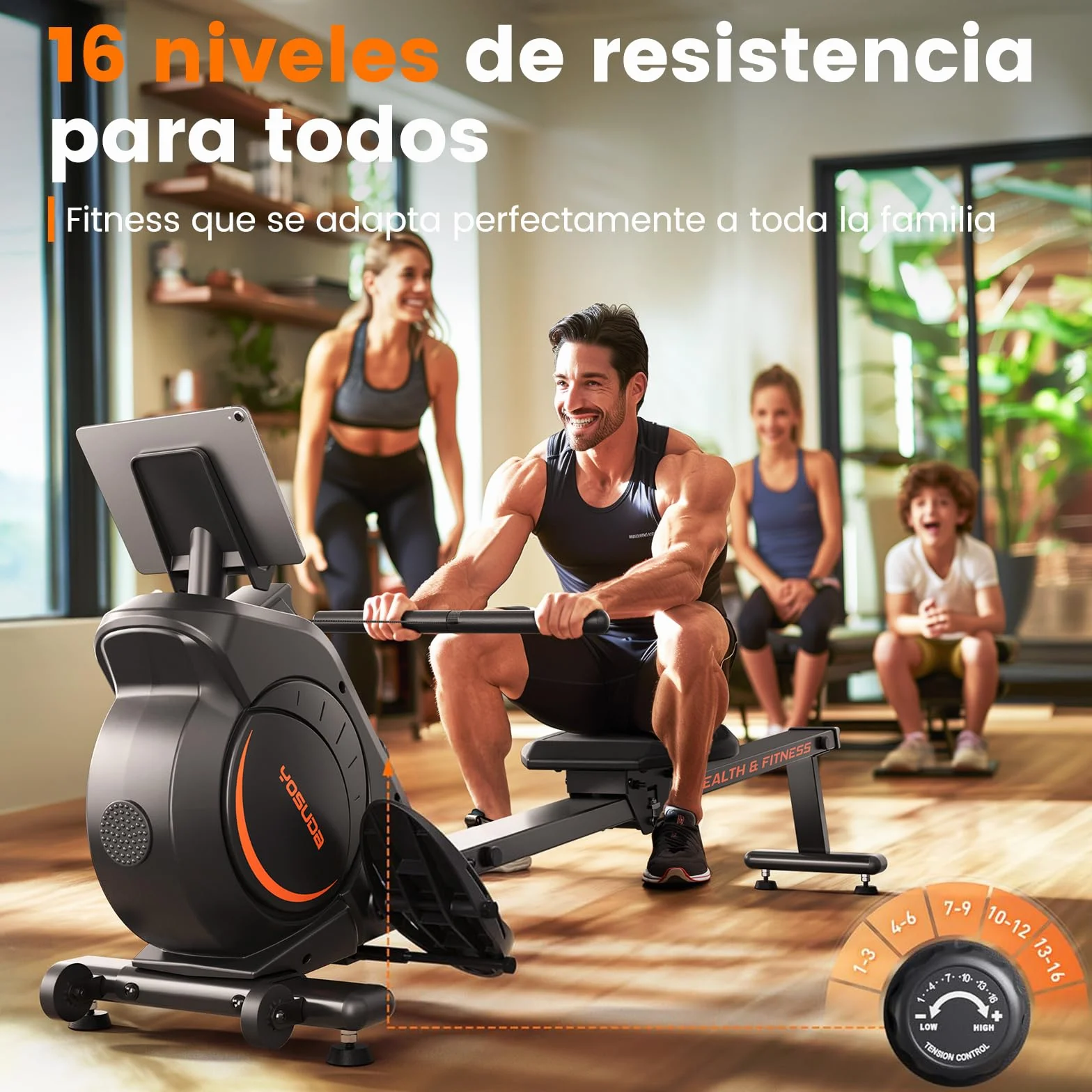 YOSUDA Máquinas de Remo para Gimnasio en casa, máquina de Remo magnética con 16 Niveles de Resistencia silenciosa y Capacidad de Peso de 159 kg, máquina de Remo para Uso doméstico con Monitor LCD