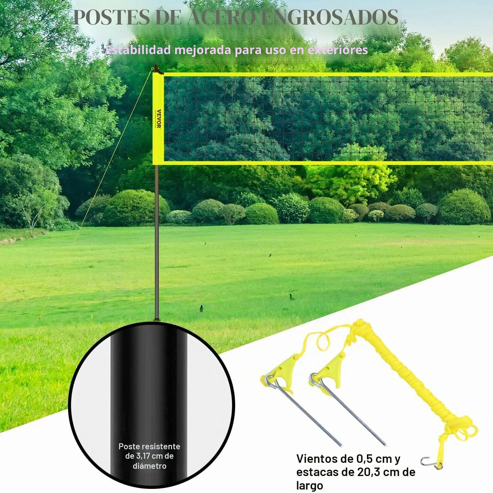 VEVOR Sistema de Red de Voleibol, Postes de Aluminio Unisex Adulto
